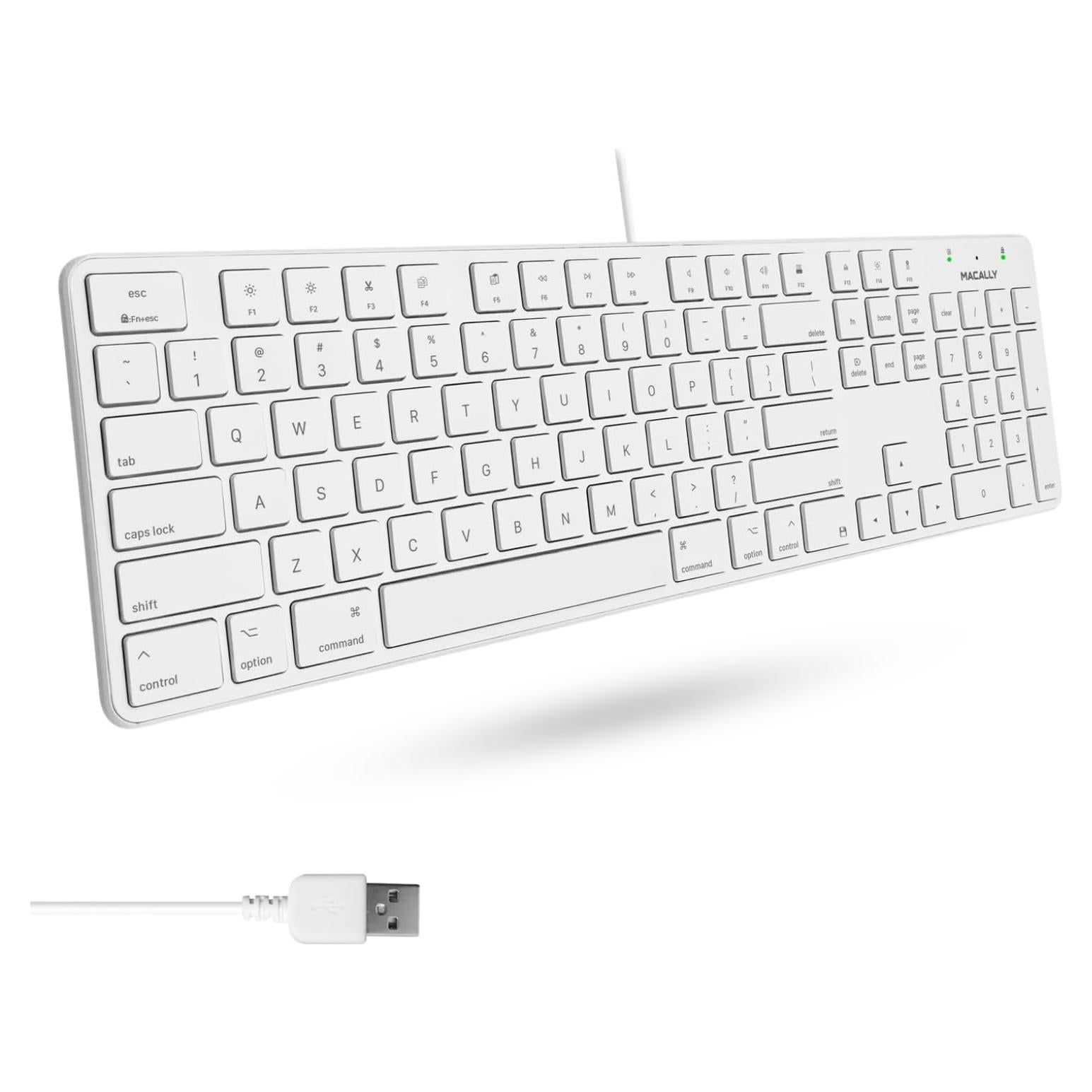 Teclado USB Macally Slim 104 teclas con cable blanco