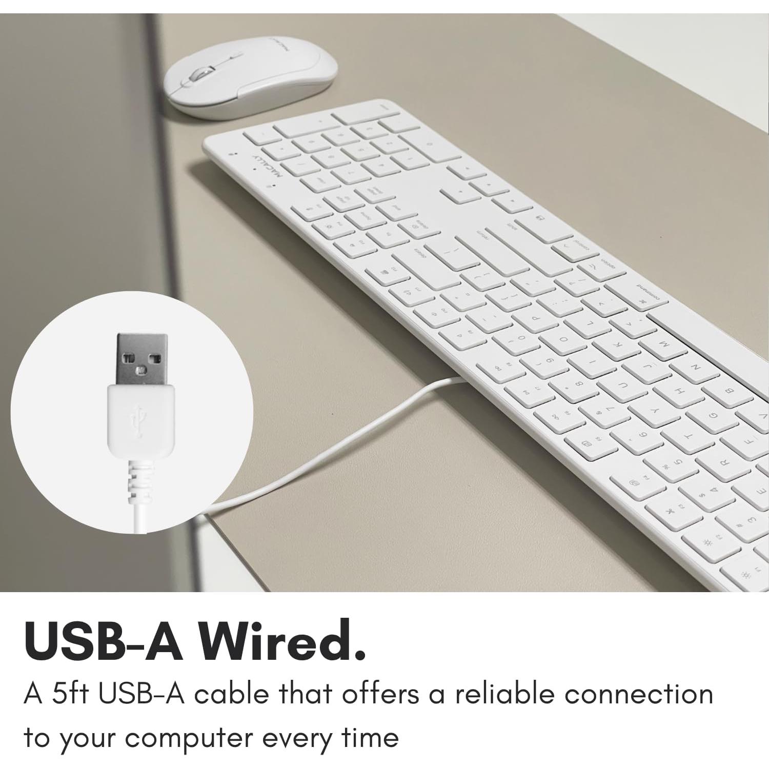 Teclado USB Macally Slim 104 teclas con cable blanco