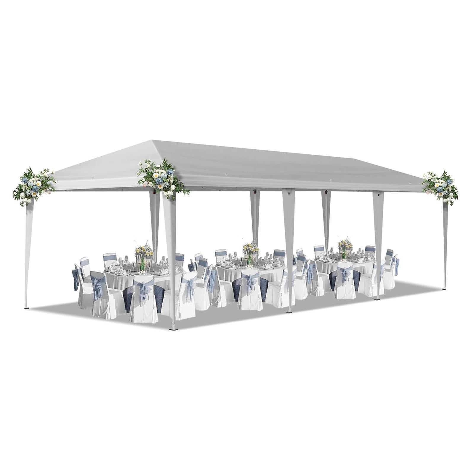 10x30ft Outdoor Pop Up Canopy, Portable Instant Canopy Tent for Outdoor Events Party Wedding Birthday Graduation, White