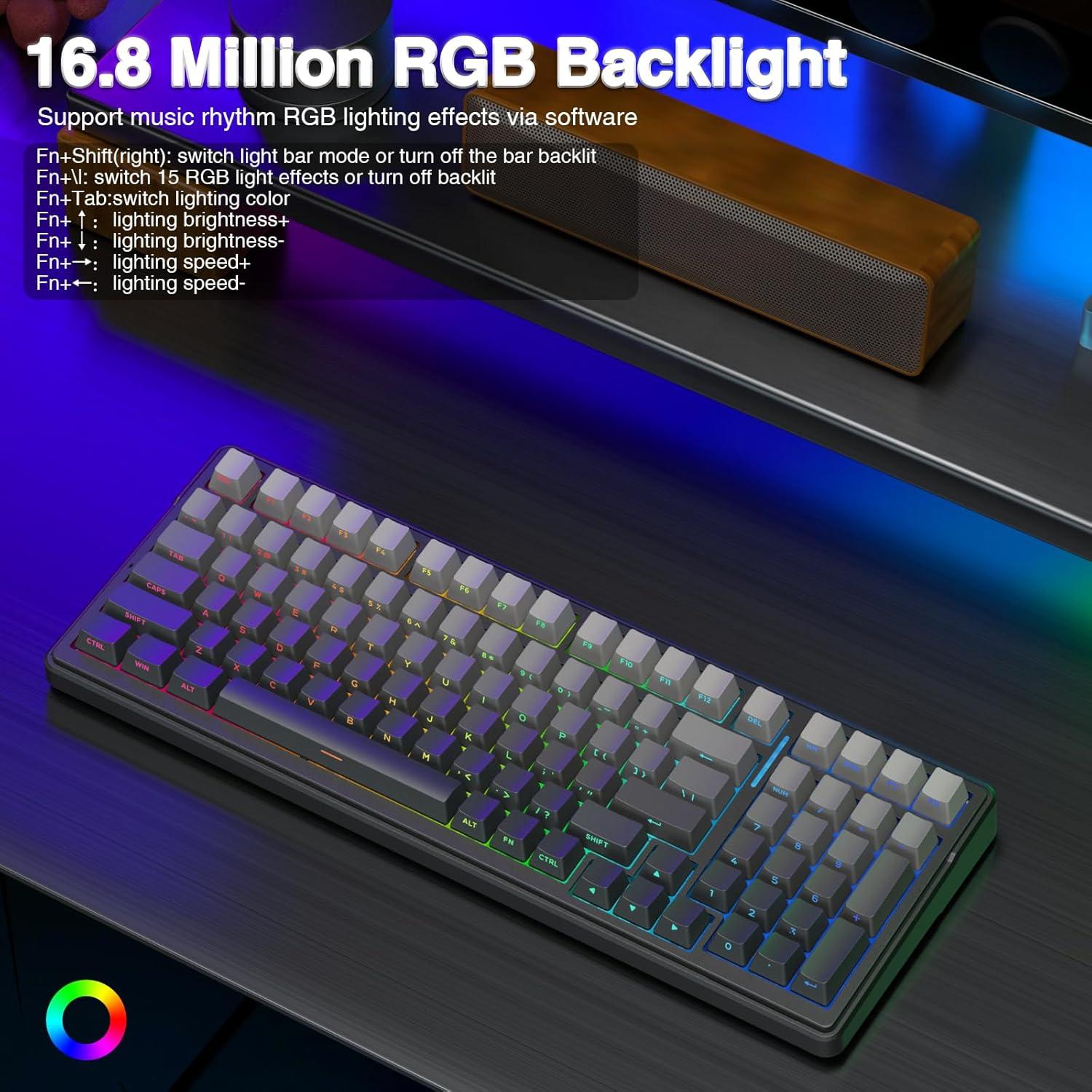 Teclado Mecánico Inalámbrico AULA F99 Pro RGB 99 Teclas