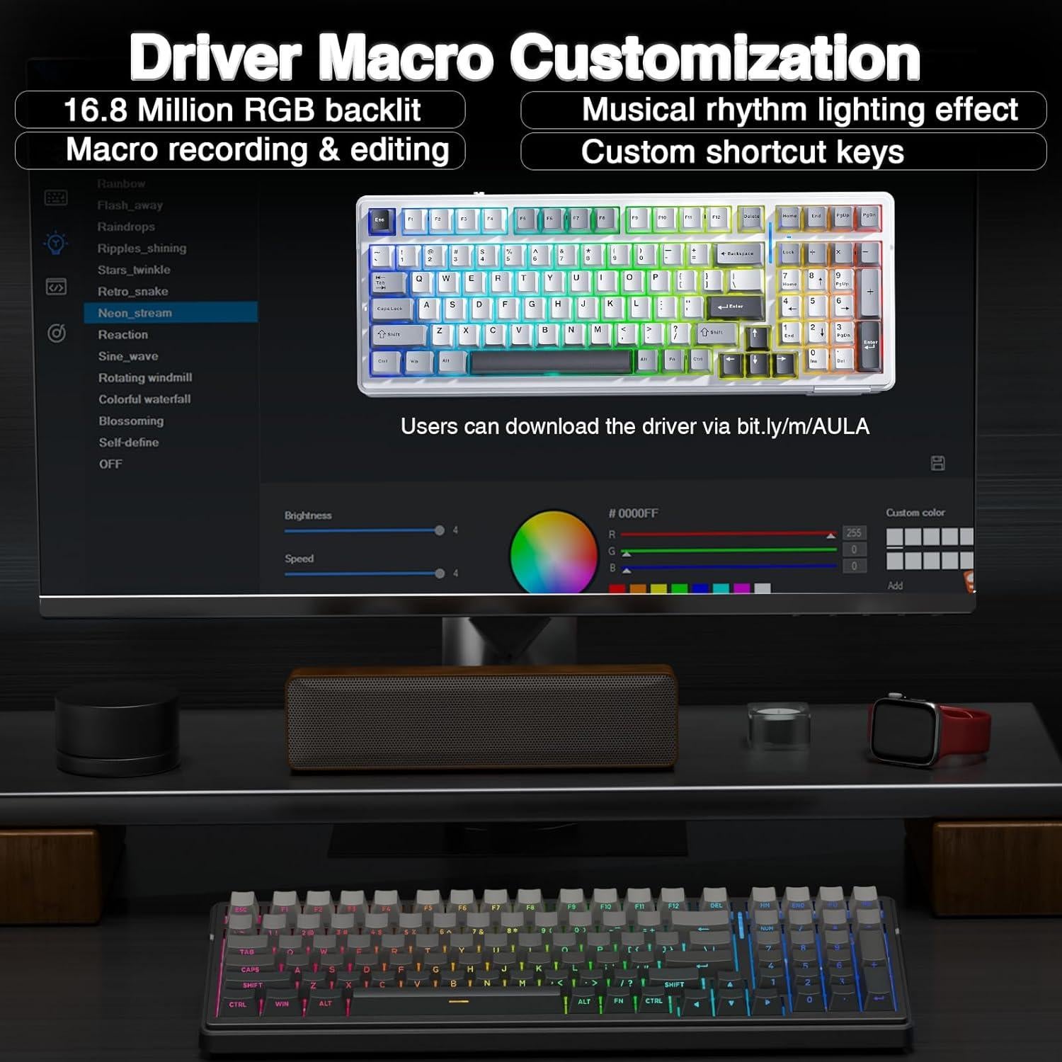 Teclado Mecánico Inalámbrico AULA F99 Pro RGB 99 Teclas