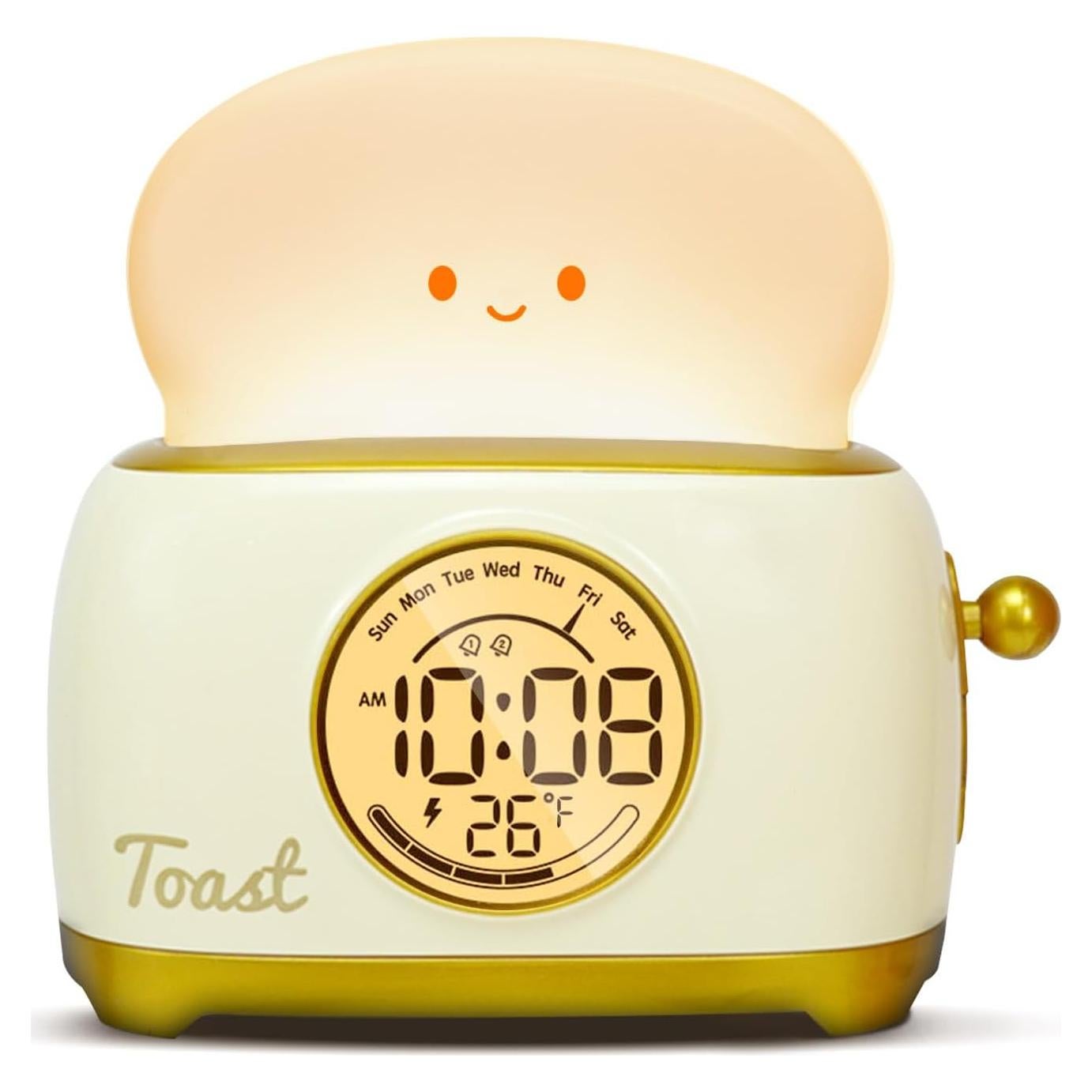 Lámpara Nocturna Tostadora WANIDEA con Reloj Despertador LED