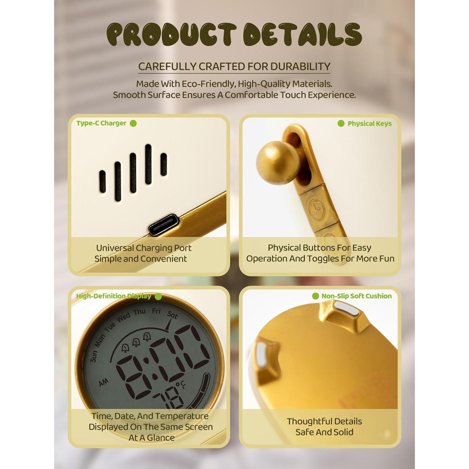 Lámpara Nocturna Tostadora WANIDEA con Reloj Despertador LED