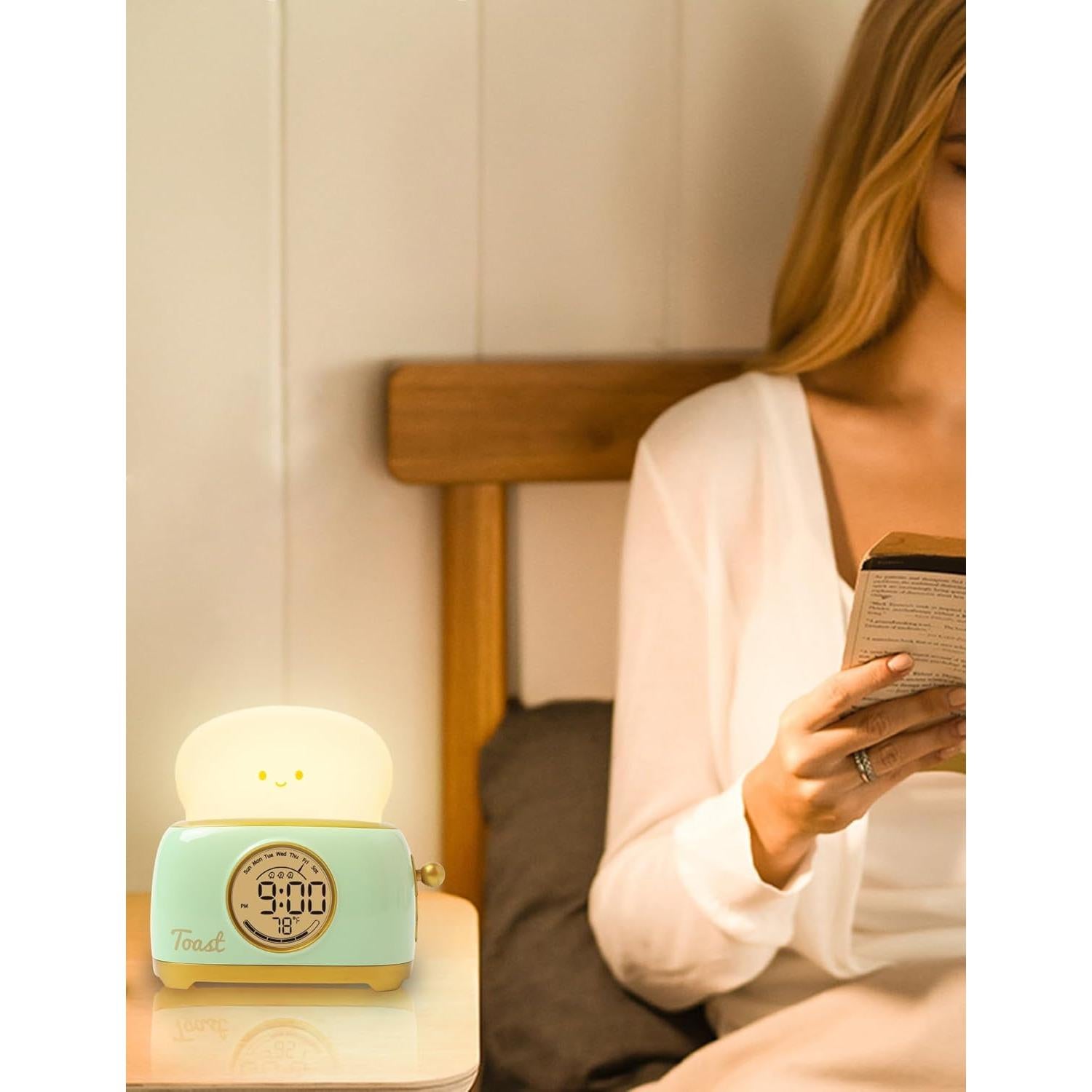 Lámpara Nocturna Tostadora WANIDEA con Reloj Despertador LED