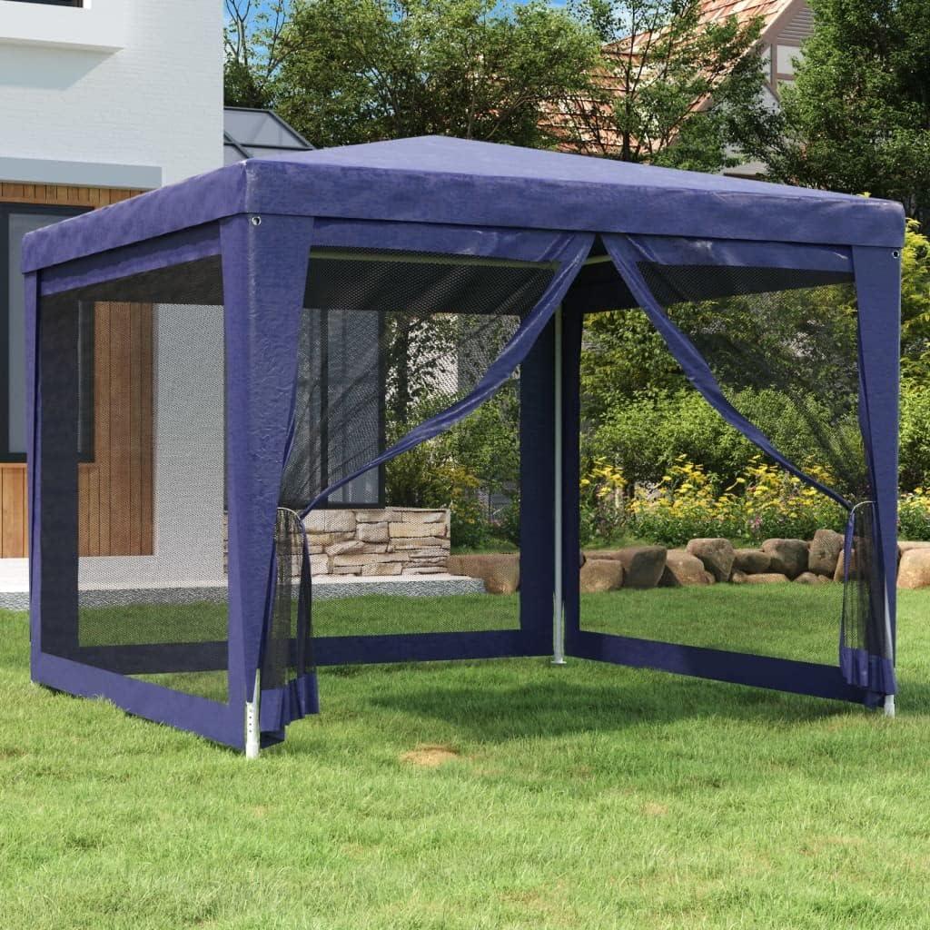 Carpa de Fiesta GeoHome 3x3m Azul con 4 Paredes de Malla
