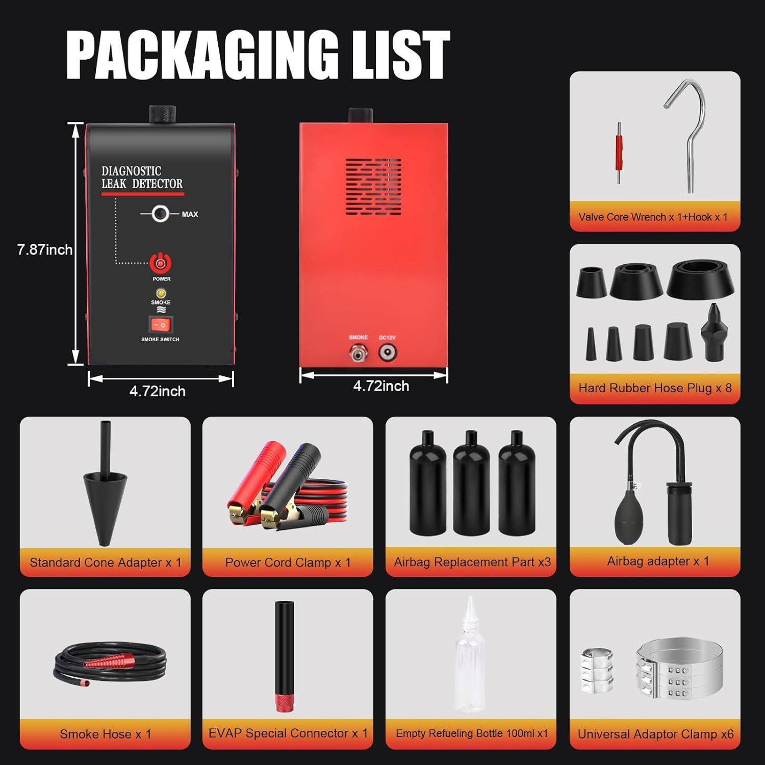 Máquina de Humo Automotriz FGRSRZ 12V 100ML Portátil