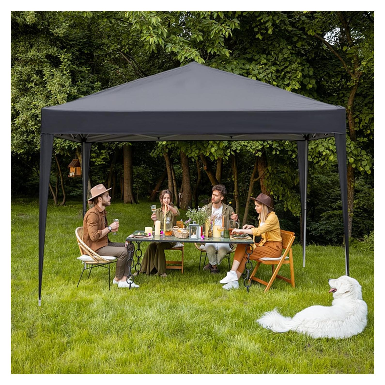 Carpa Pop Up MIIEELO 3x3m Impermeable Ajustable Gris Oscuro