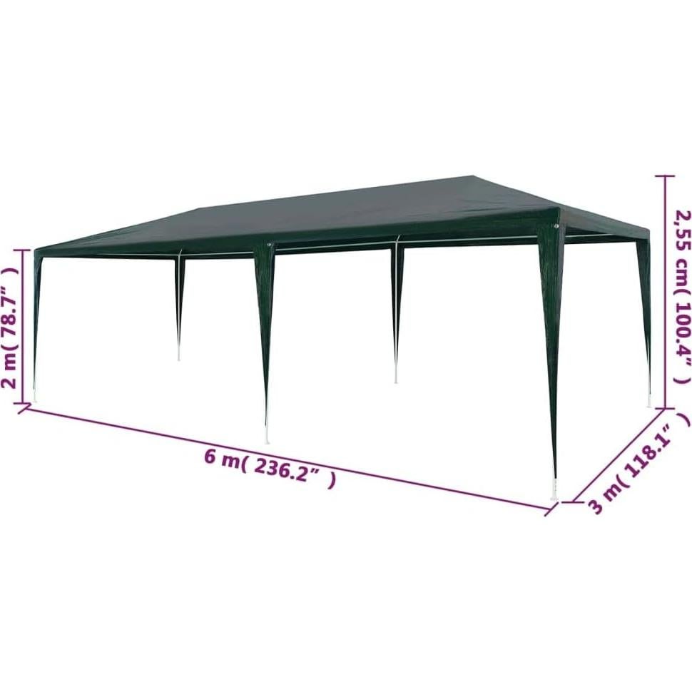 Party Tent PE Green 9.8'x19.7' Outdoor Living