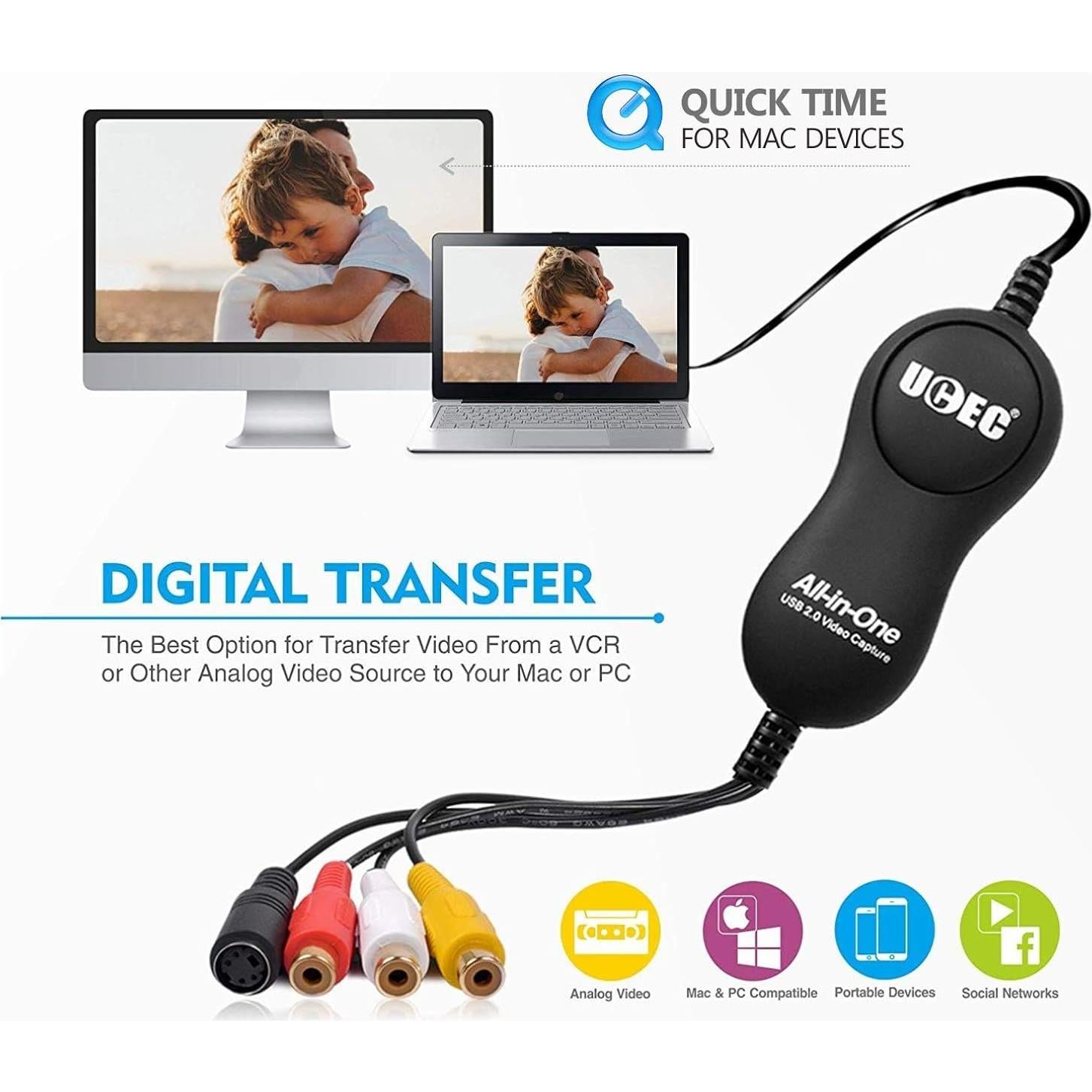 Convertidor de Video UCEC USB 2.0 para VHS a Digital