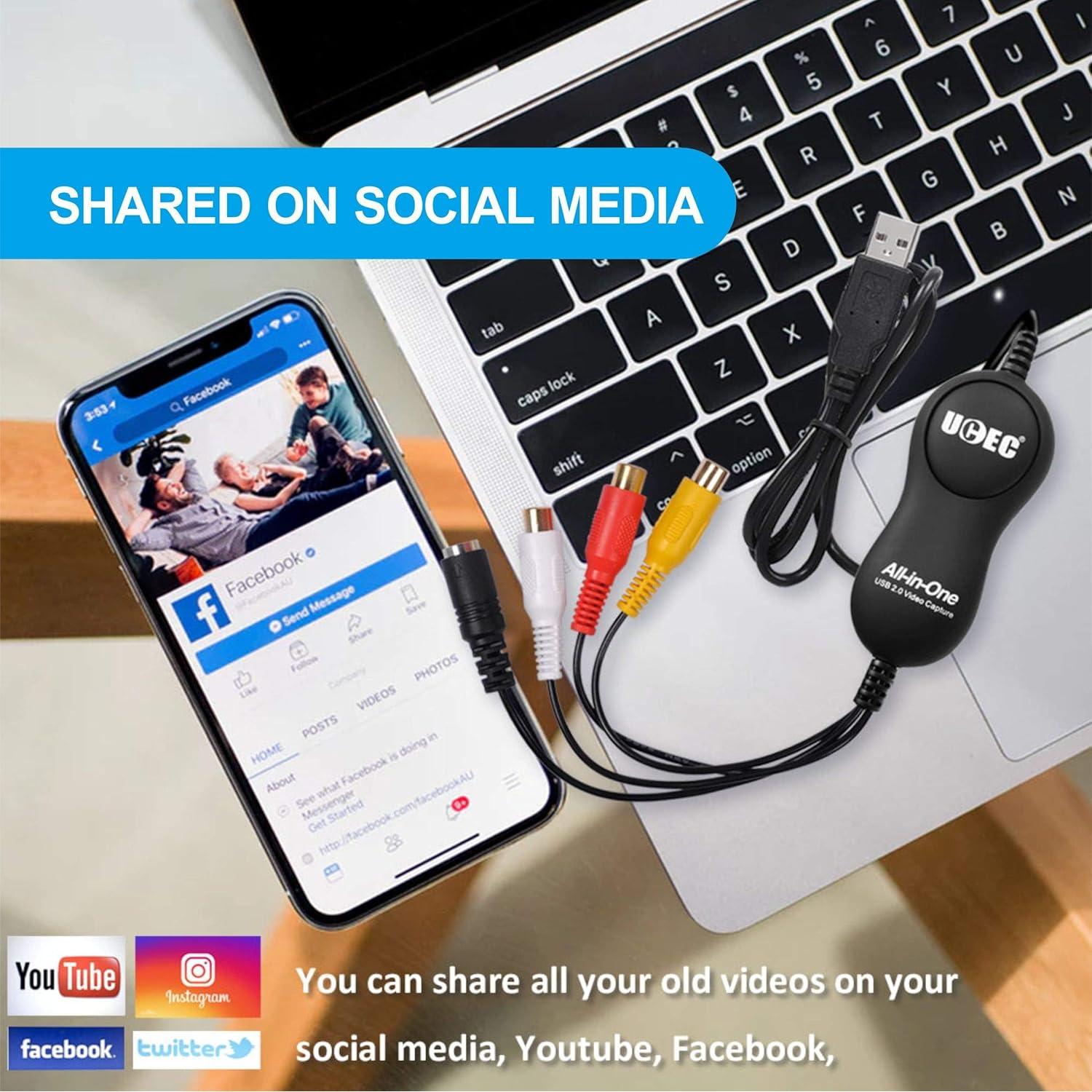 Convertidor de Video UCEC USB 2.0 para VHS a Digital