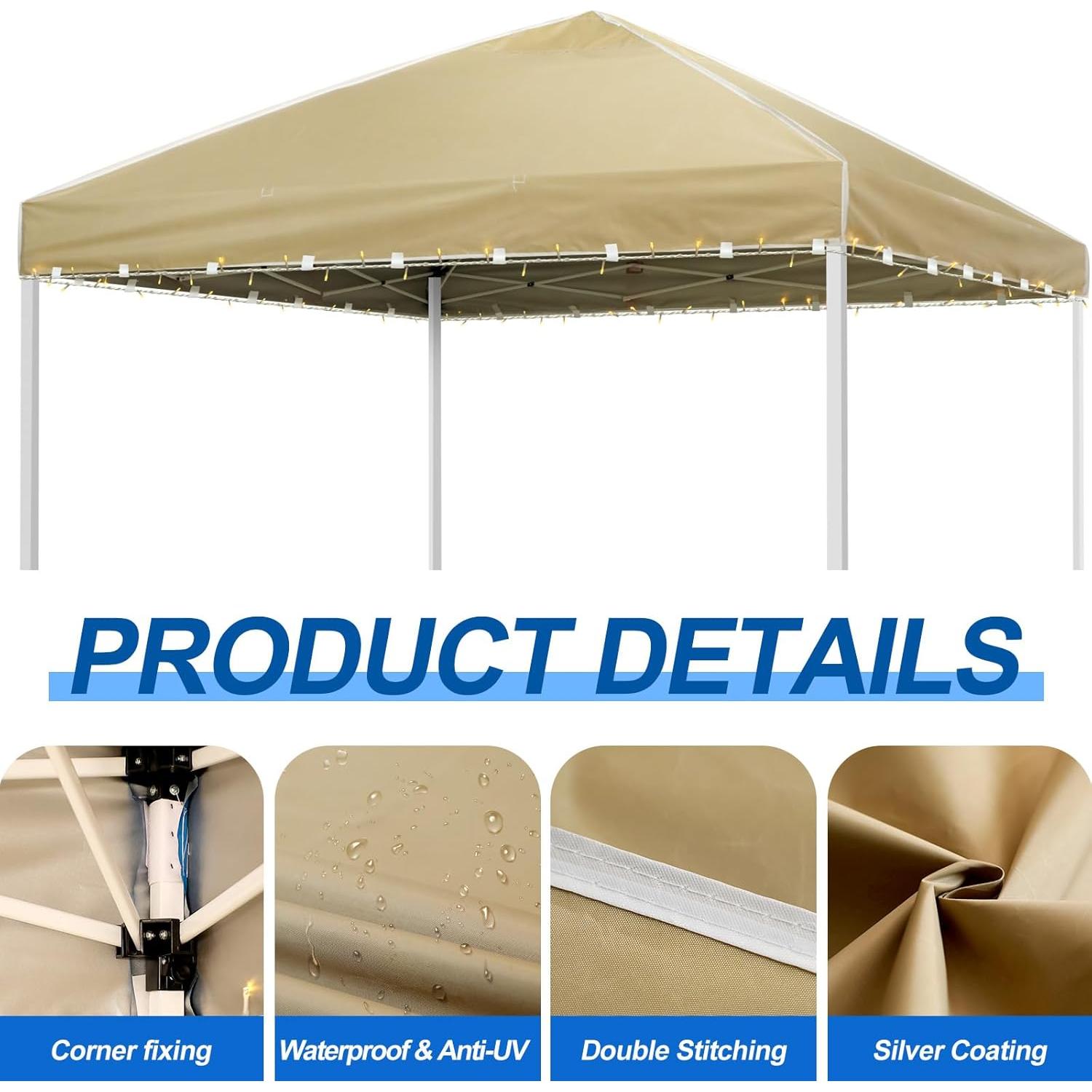 Cubierta de Reemplazo para Carpa LED Yoojahow 3x3m Impermeable