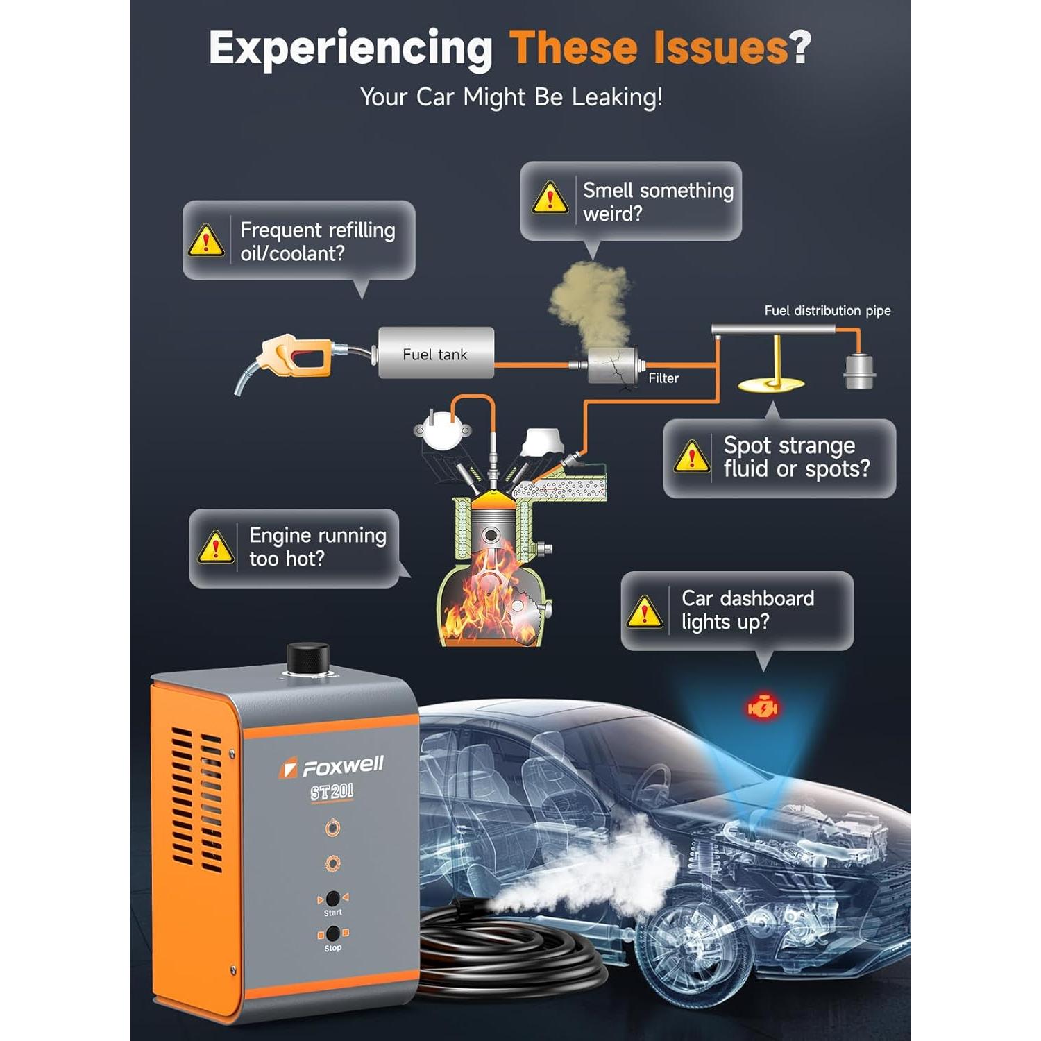 Detector de Fugas de Humo FOXWELL ST201 con Compresor 1.85 kg