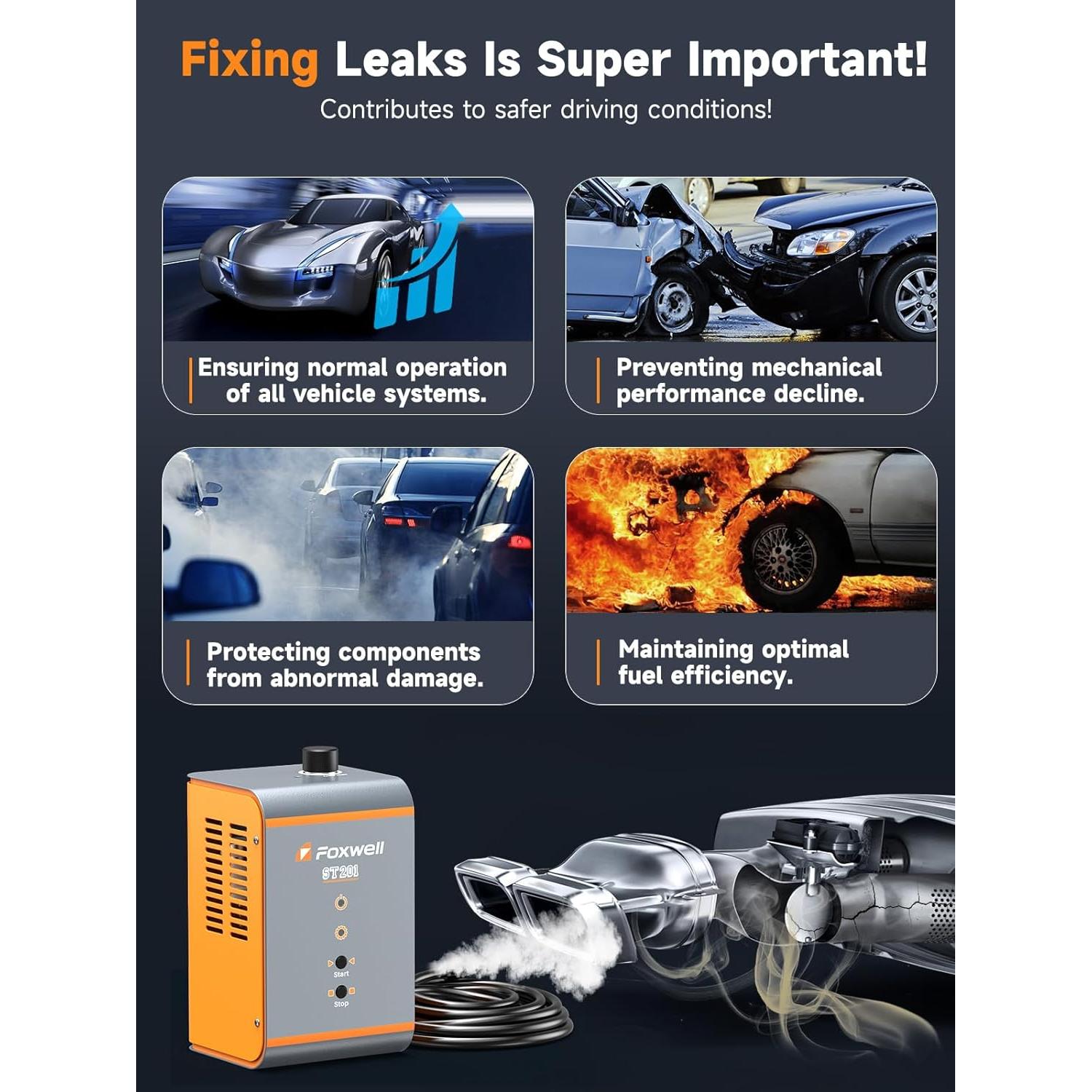 Detector de Fugas de Humo FOXWELL ST201 con Compresor 1.85 kg