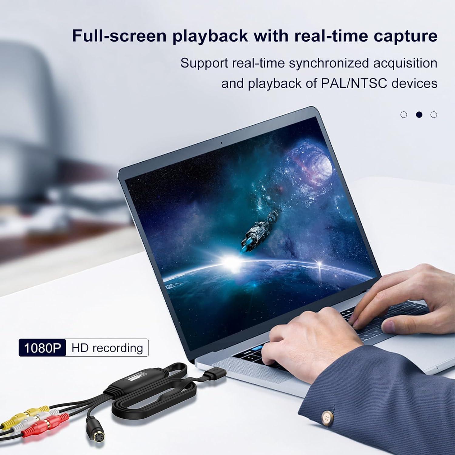 Convertidor de VHS a Digital AMANKA USB 1080P RCA