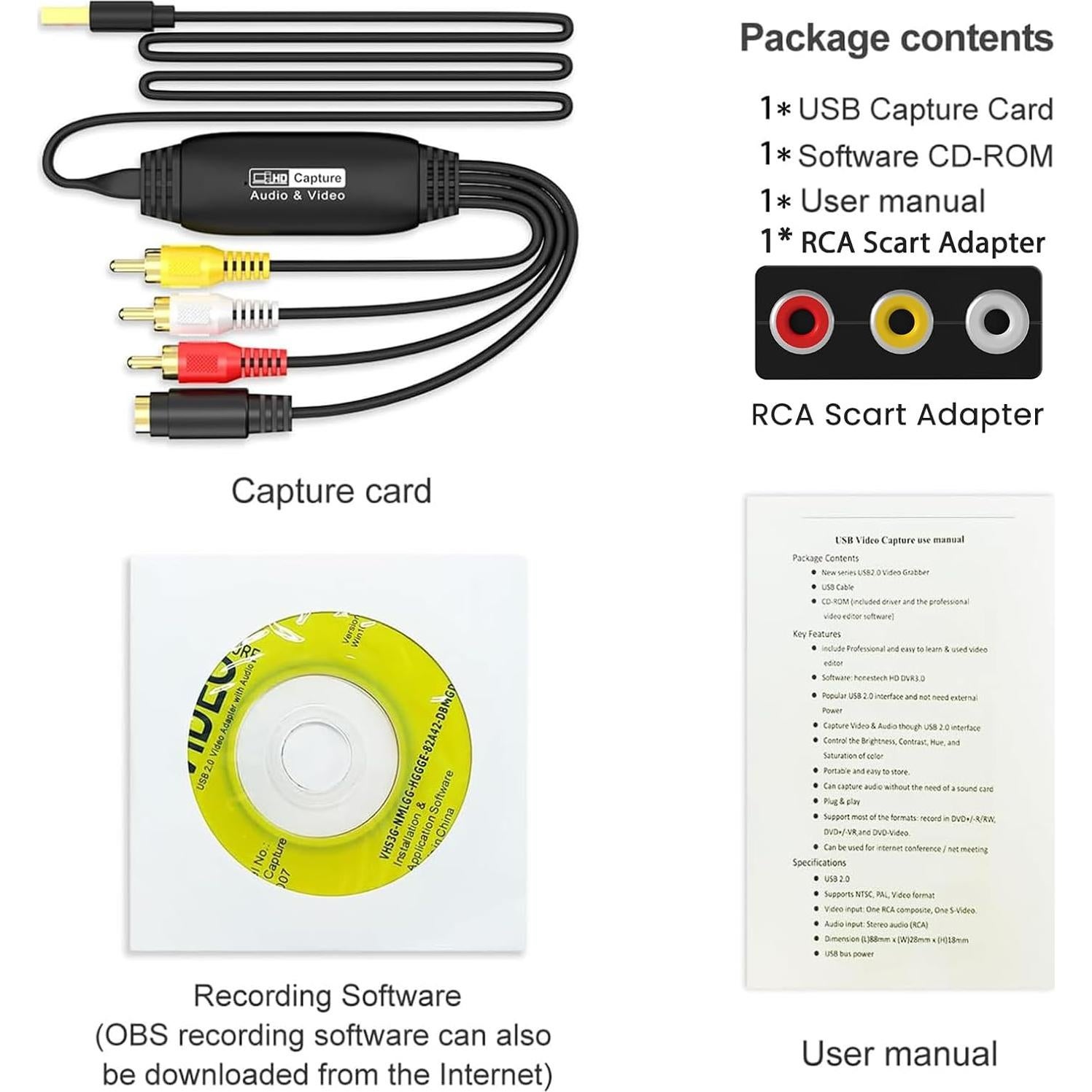 Convertidor de VHS a Digital AMANKA USB 1080P RCA