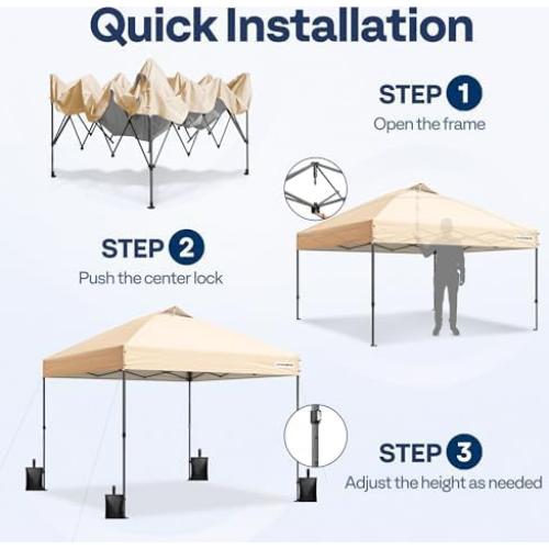 Carpa Plegable VIVOHOME 2.44x2.44m Beige Resistente con Bolsa