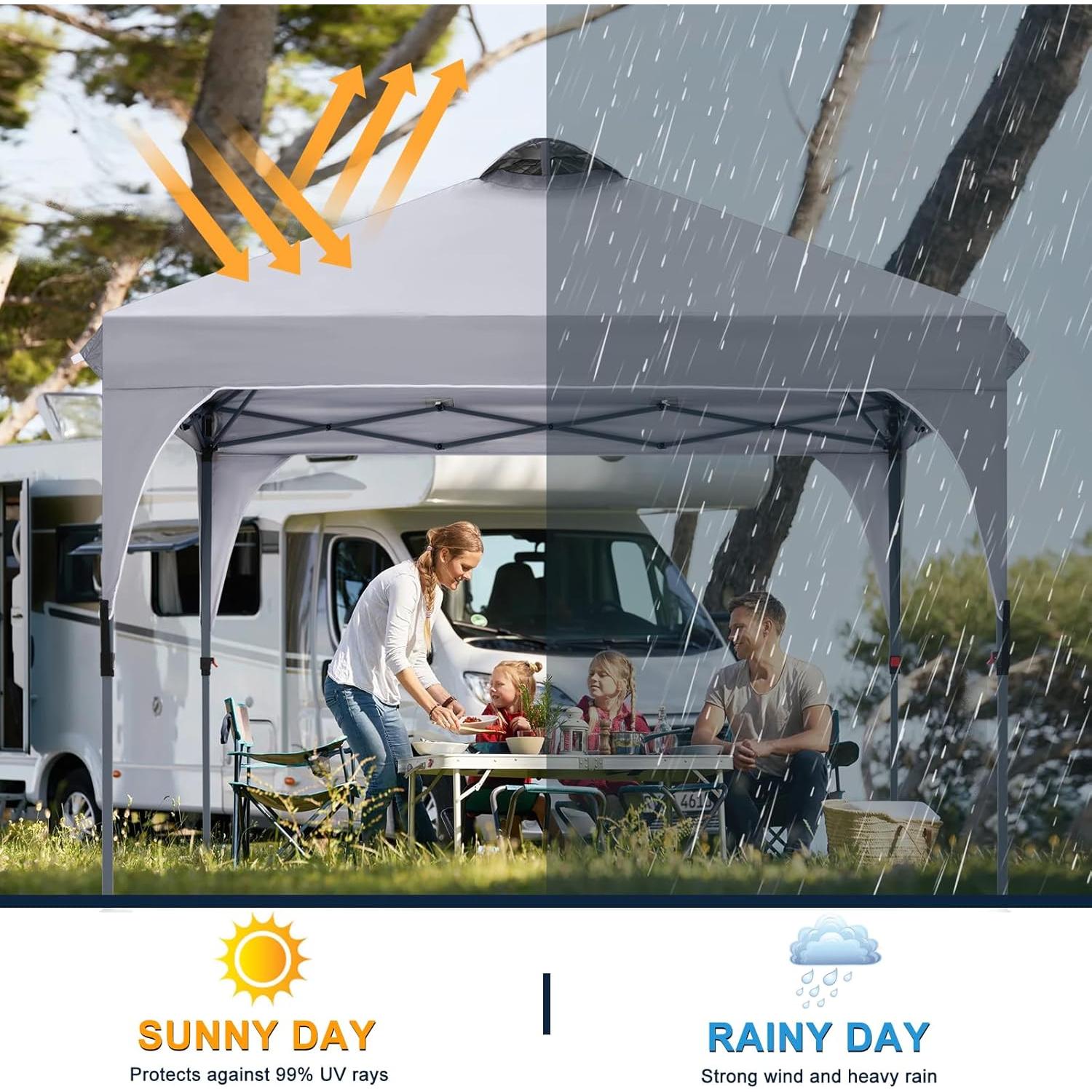 Carpa Plegable COOSHADE 2.44x2.44m Gris, Refugio Solar