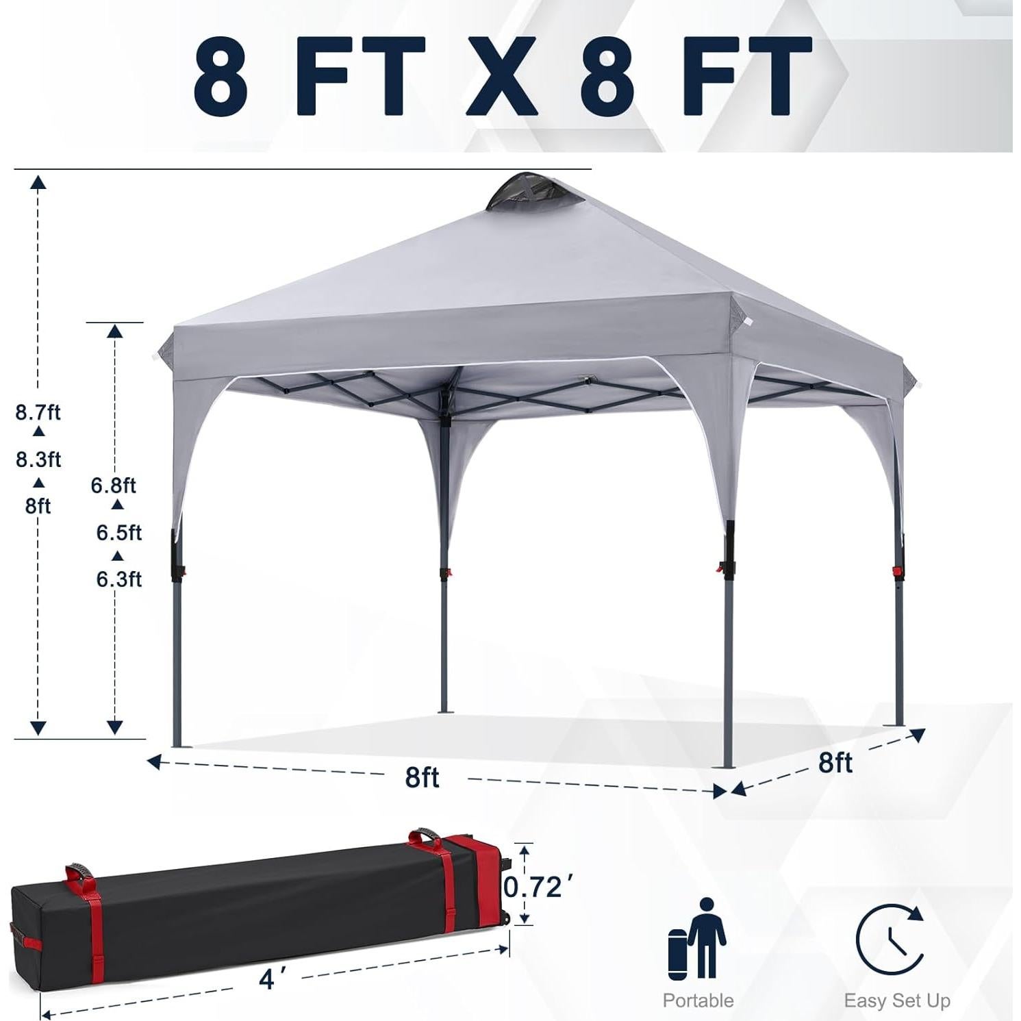 Carpa Plegable COOSHADE 2.44x2.44m Gris, Refugio Solar