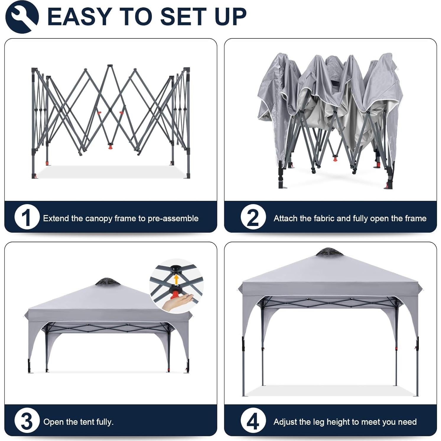 Carpa Plegable COOSHADE 2.44x2.44m Gris, Refugio Solar