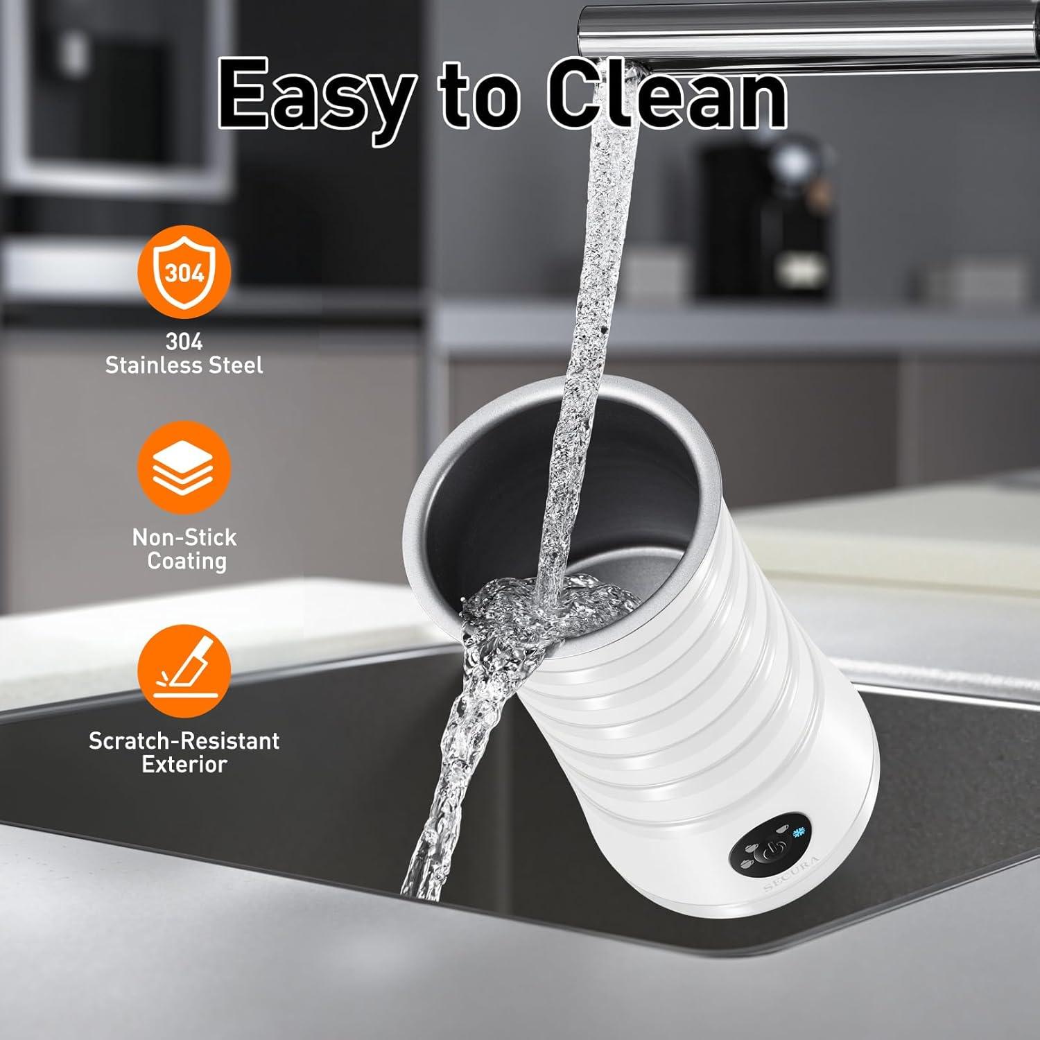 Espumador de Leche Secura Eléctrico 240ml 4-en-1 Automático