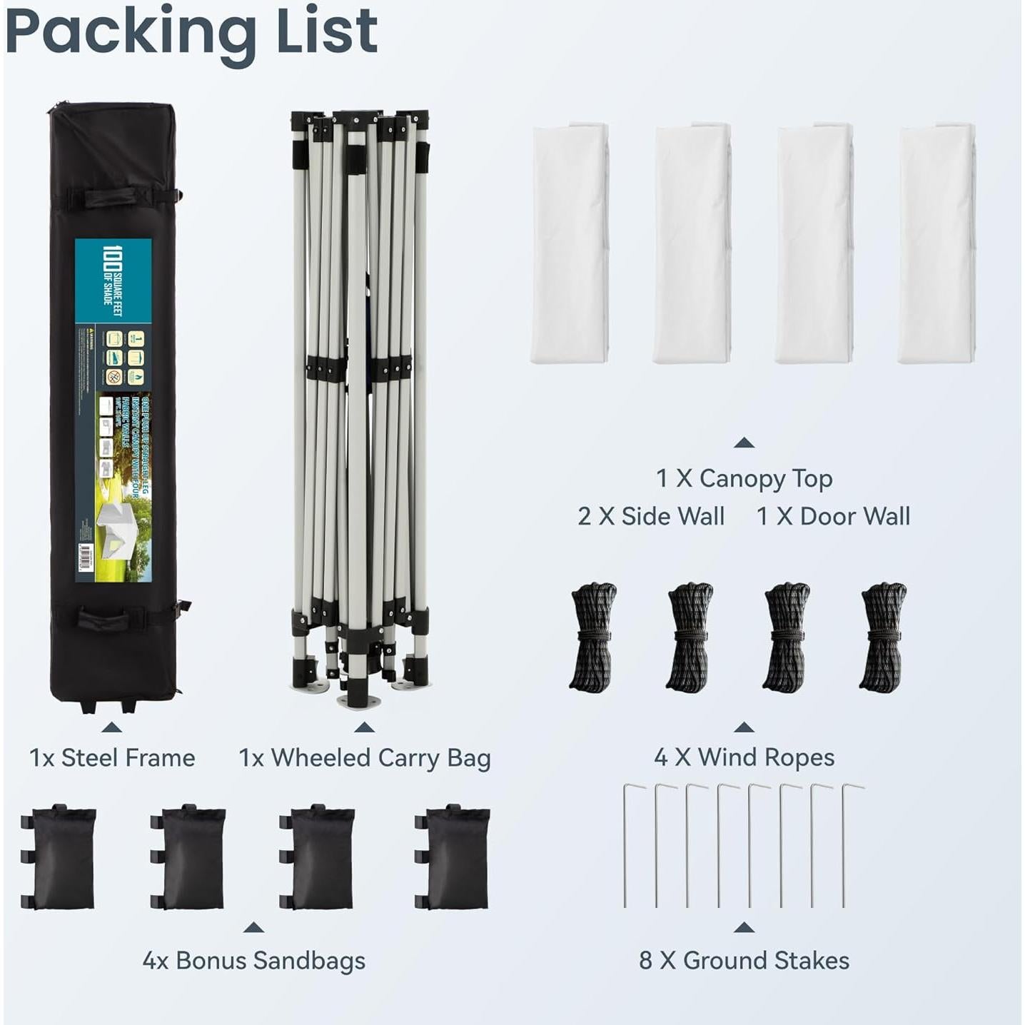Carpa Plegable PHI VILLA 3x3m con Paredes Laterales - Impermeable