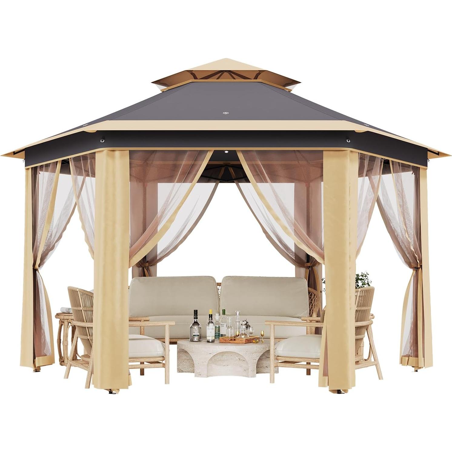 Toldo Pop-Up PhoenixCrest 3.96x3.96m Hexagonal con Mosquiteros