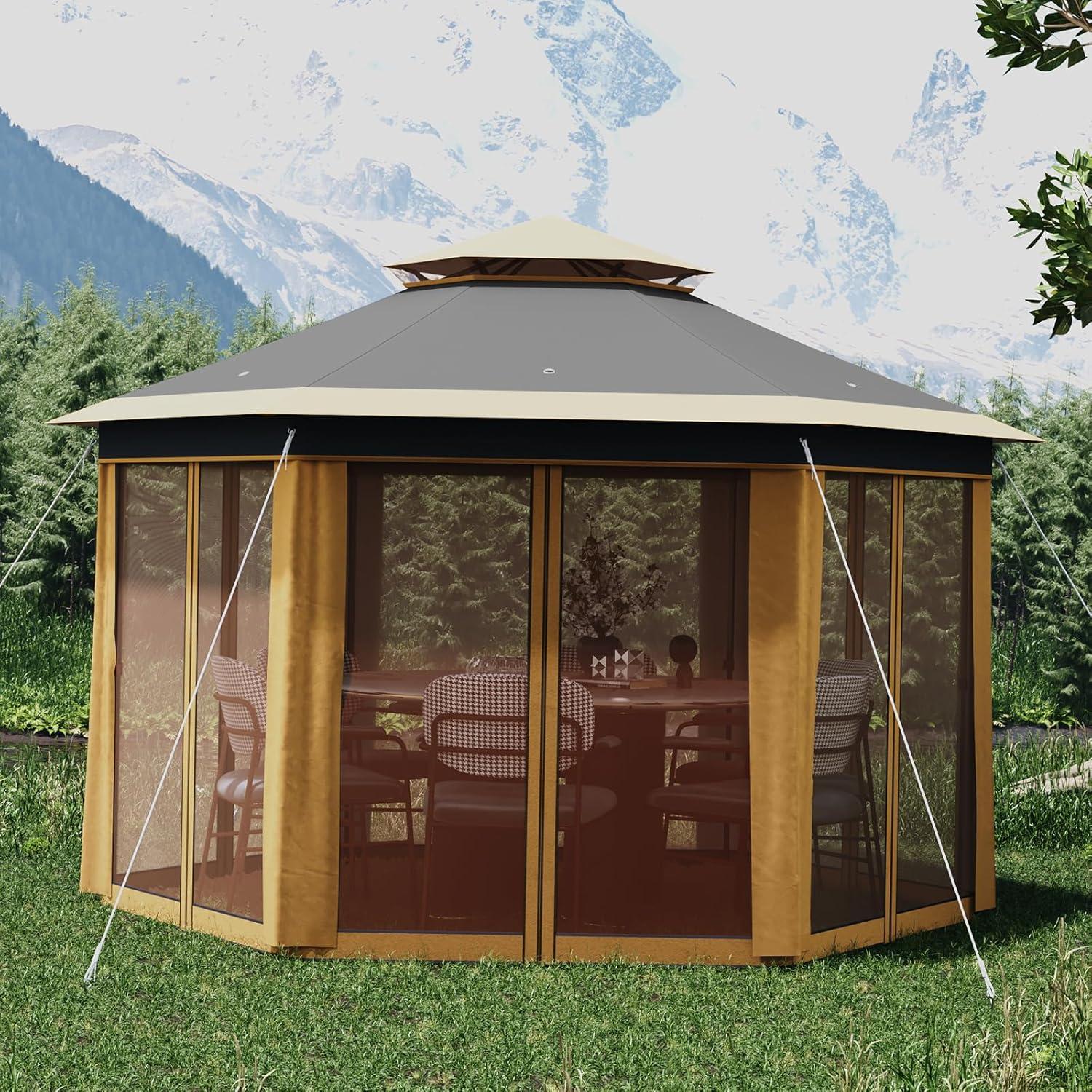 Toldo Pop-Up PhoenixCrest 3.96x3.96m Hexagonal con Mosquiteros