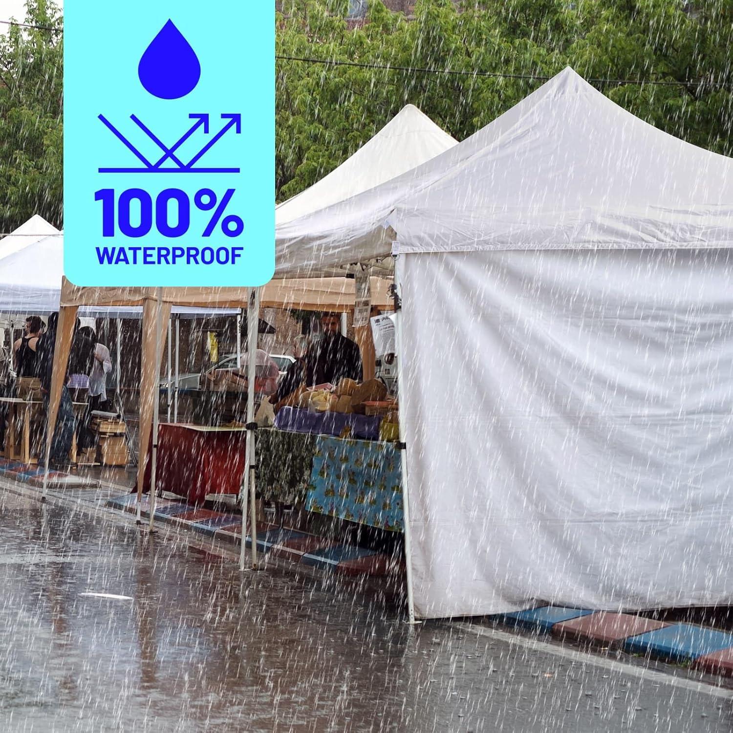 Pared Lateral de Carpa Plegable KaKuEike 10x10 Blanca Impermeable