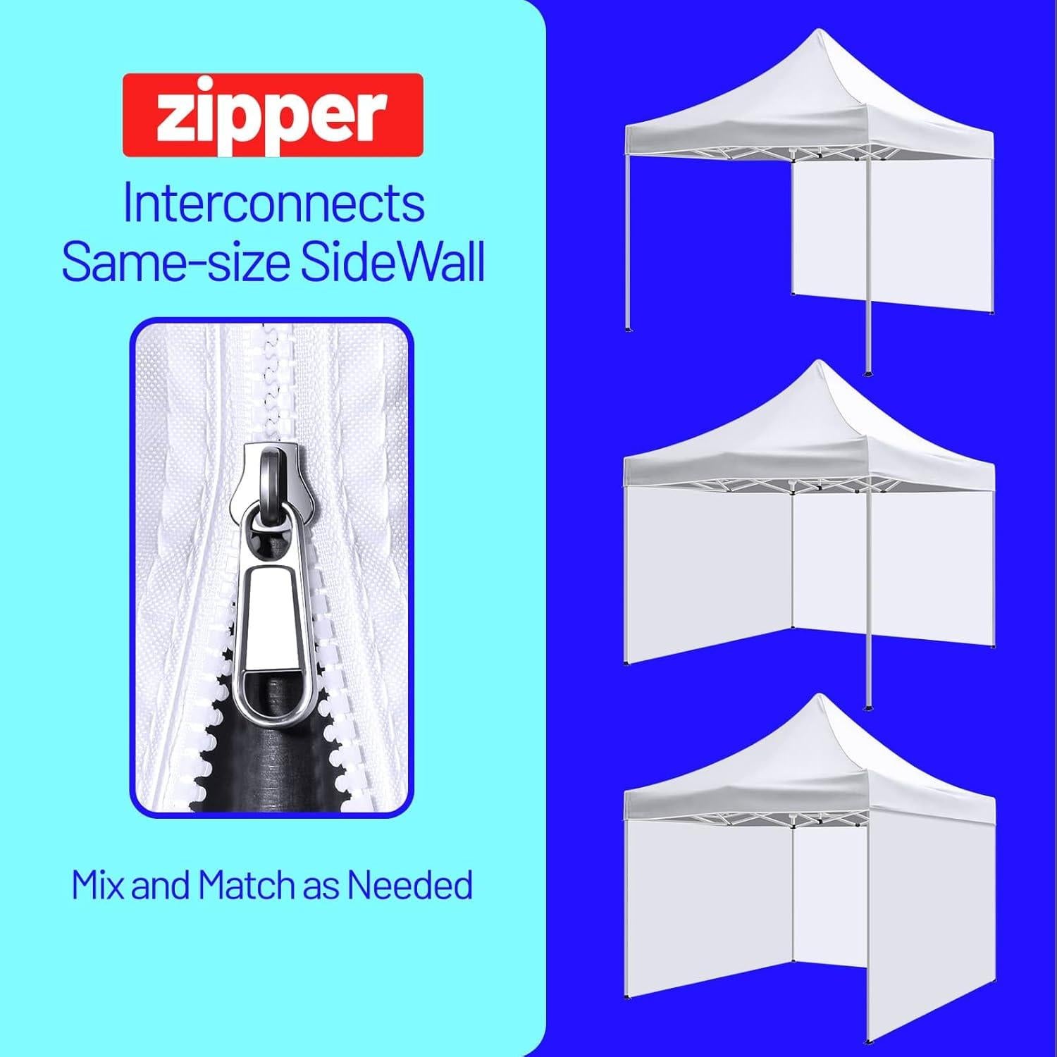 Pared Lateral de Carpa Plegable KaKuEike 10x10 Blanca Impermeable