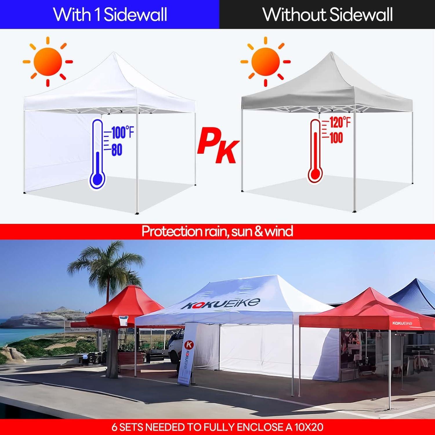 Pared Lateral de Carpa Plegable KaKuEike 10x10 Blanca Impermeable