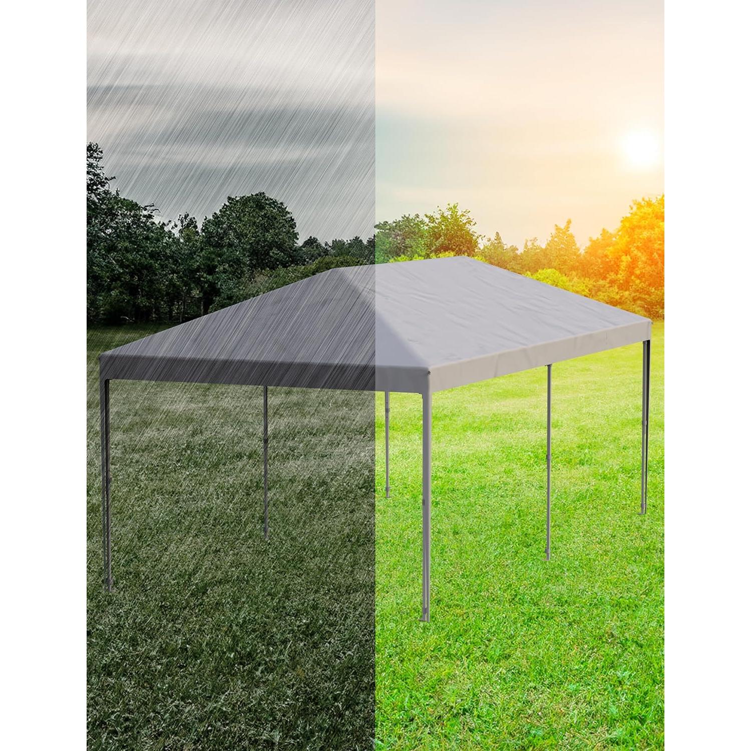 10'x 20' Pop up Canopy Tent with 210 D Oxford Fabric, Portable Instant Commercial Canopy Including 12 Stakes 6 Sandbags for Farmers' Market, Wedding Event, Outdoor Camping-White