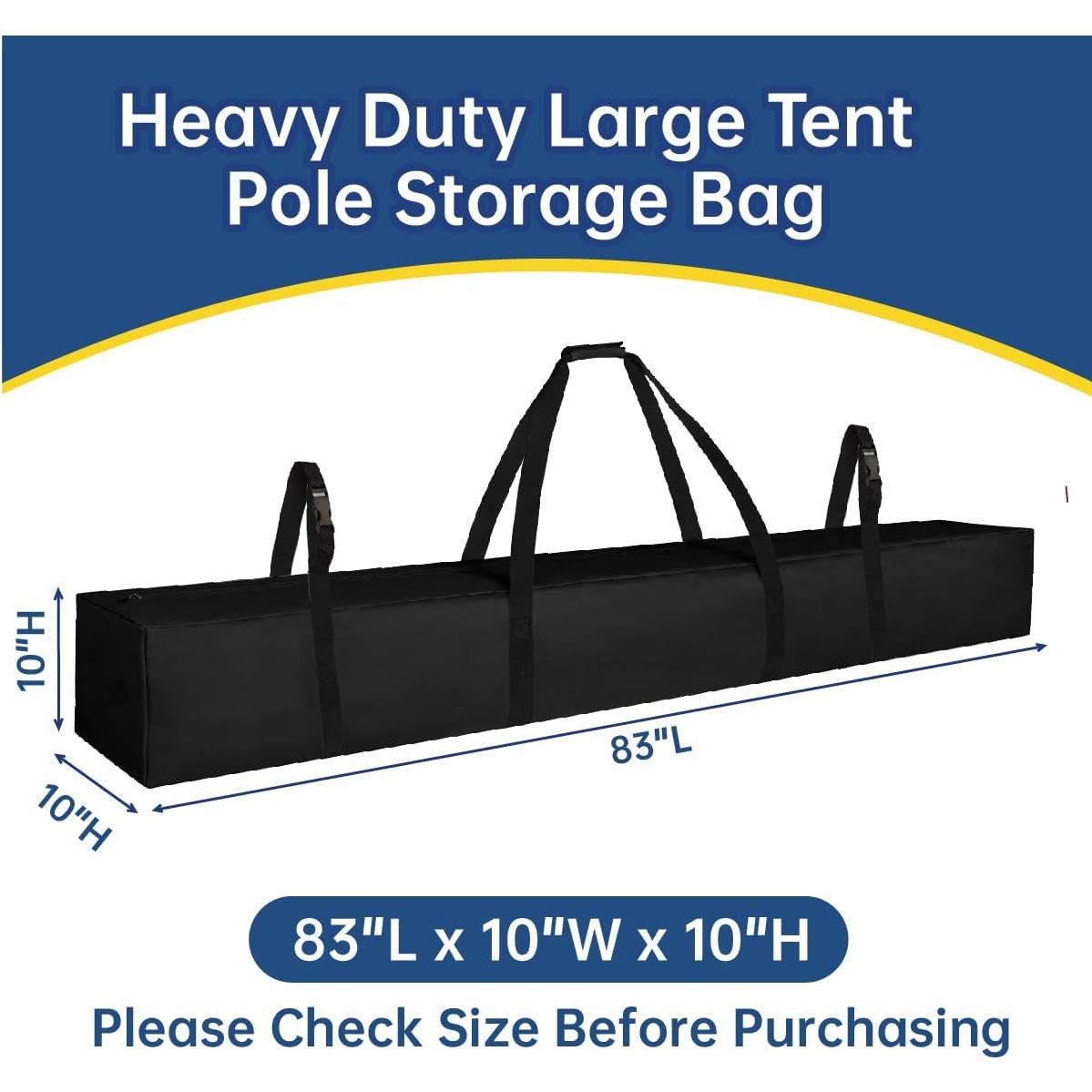 Heavy-Duty Large Tent Pole Storage Bag-83 L x 10" W x 10" H - Water-Resistant Bag for Canopy Tent,Patio Umbrella,Fishing Rods,Hammock