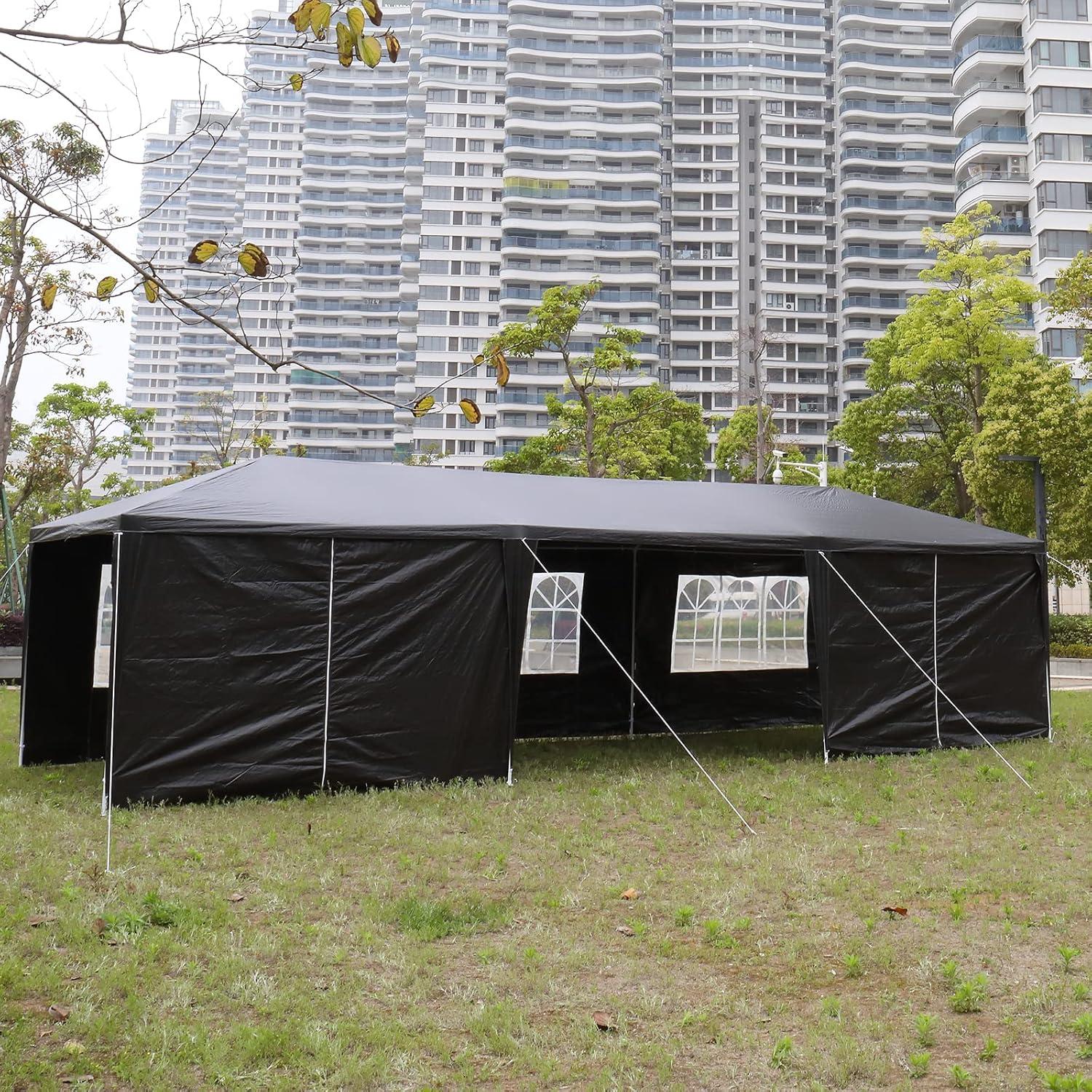 Carpa de Fiesta 3x9m CIPACHO Negra Impermeable 8 Paredes