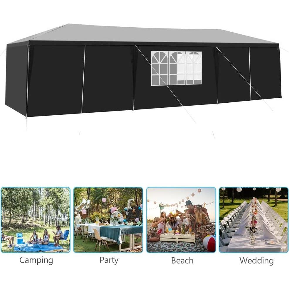 Carpa de Fiesta 3x9m CIPACHO Negra Impermeable 8 Paredes