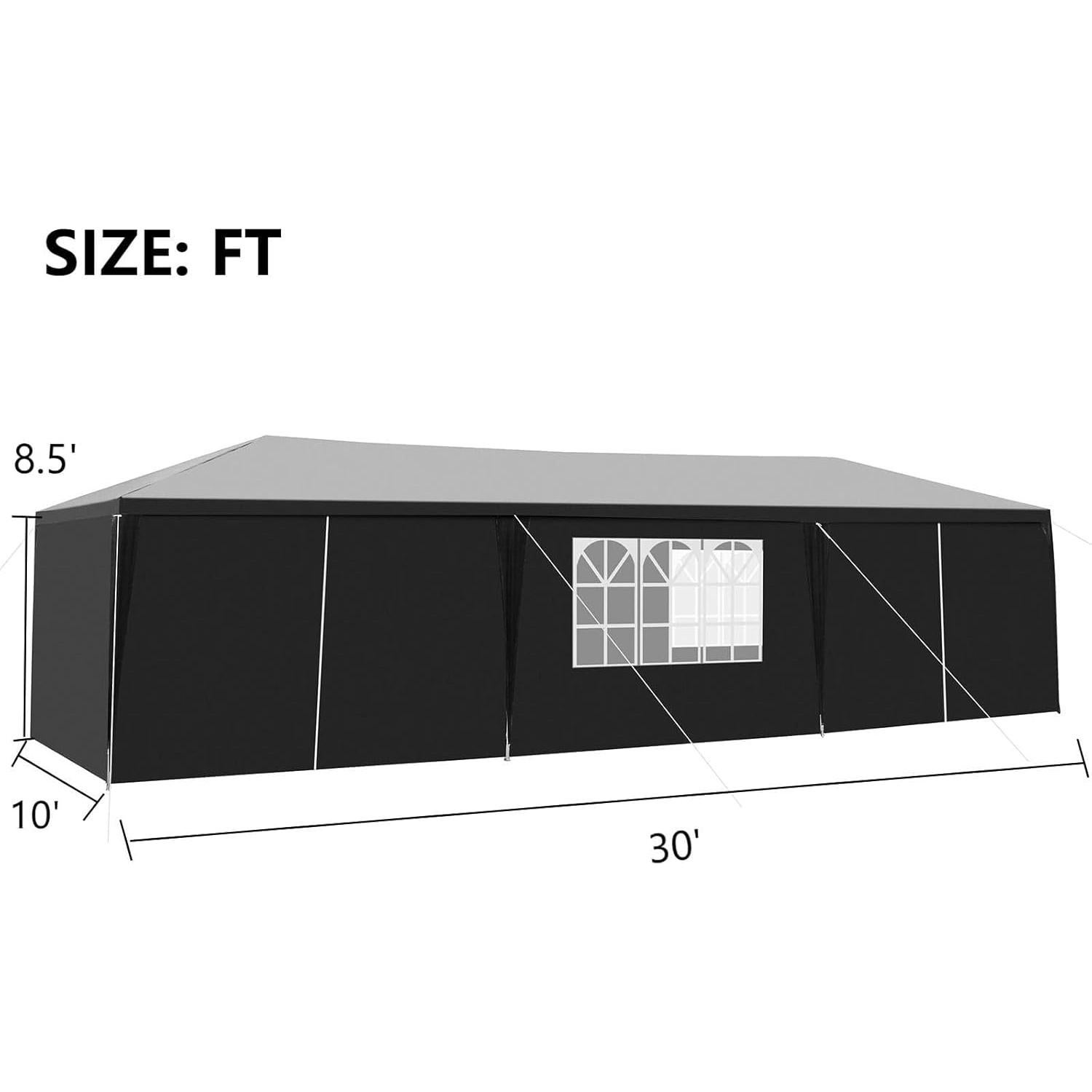 Carpa de Fiesta 3x9m CIPACHO Negra Impermeable 8 Paredes