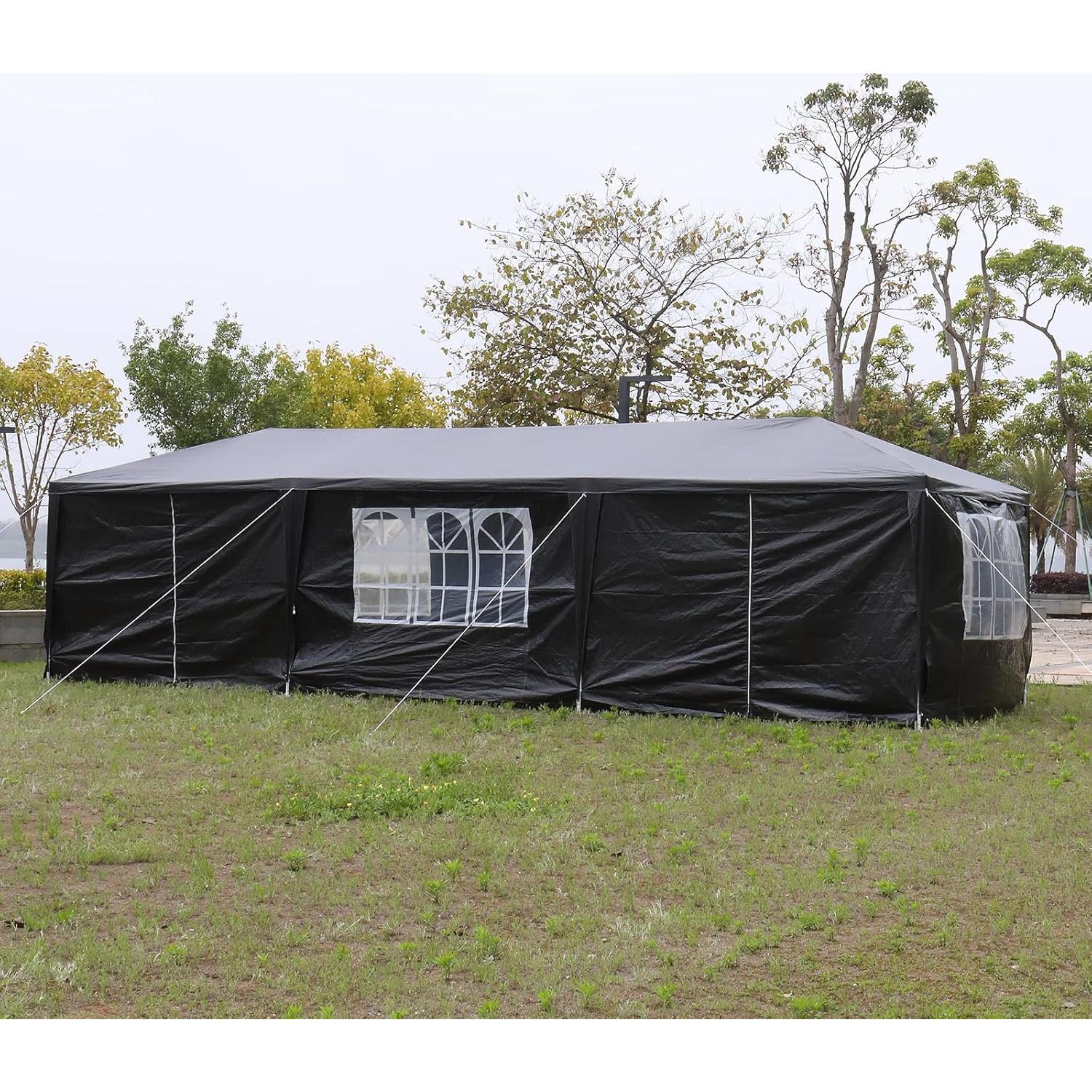 Carpa de Fiesta 3x9m CIPACHO Negra Impermeable 8 Paredes