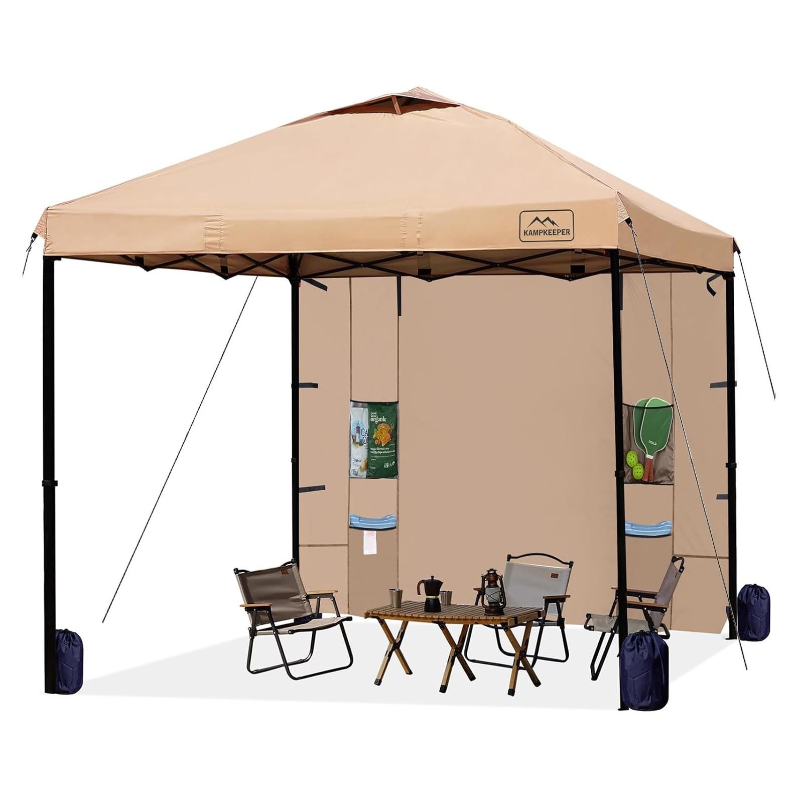 Carpa Plegable KAMPKEEPER 3x3m con Paredes Laterales y Bolsillos