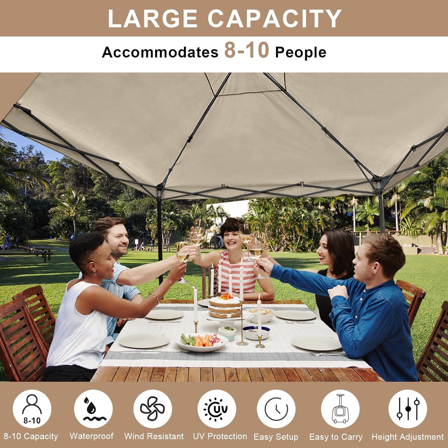 Carpa Plegable KAMPKEEPER 3x3m con Paredes Laterales y Bolsillos