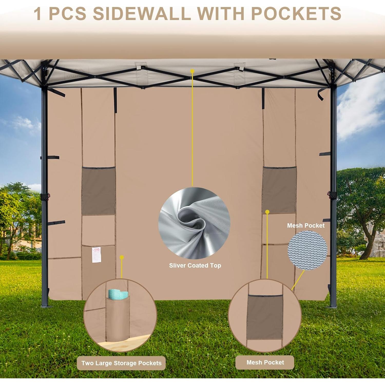 Carpa Plegable KAMPKEEPER 3x3m con Paredes Laterales y Bolsillos