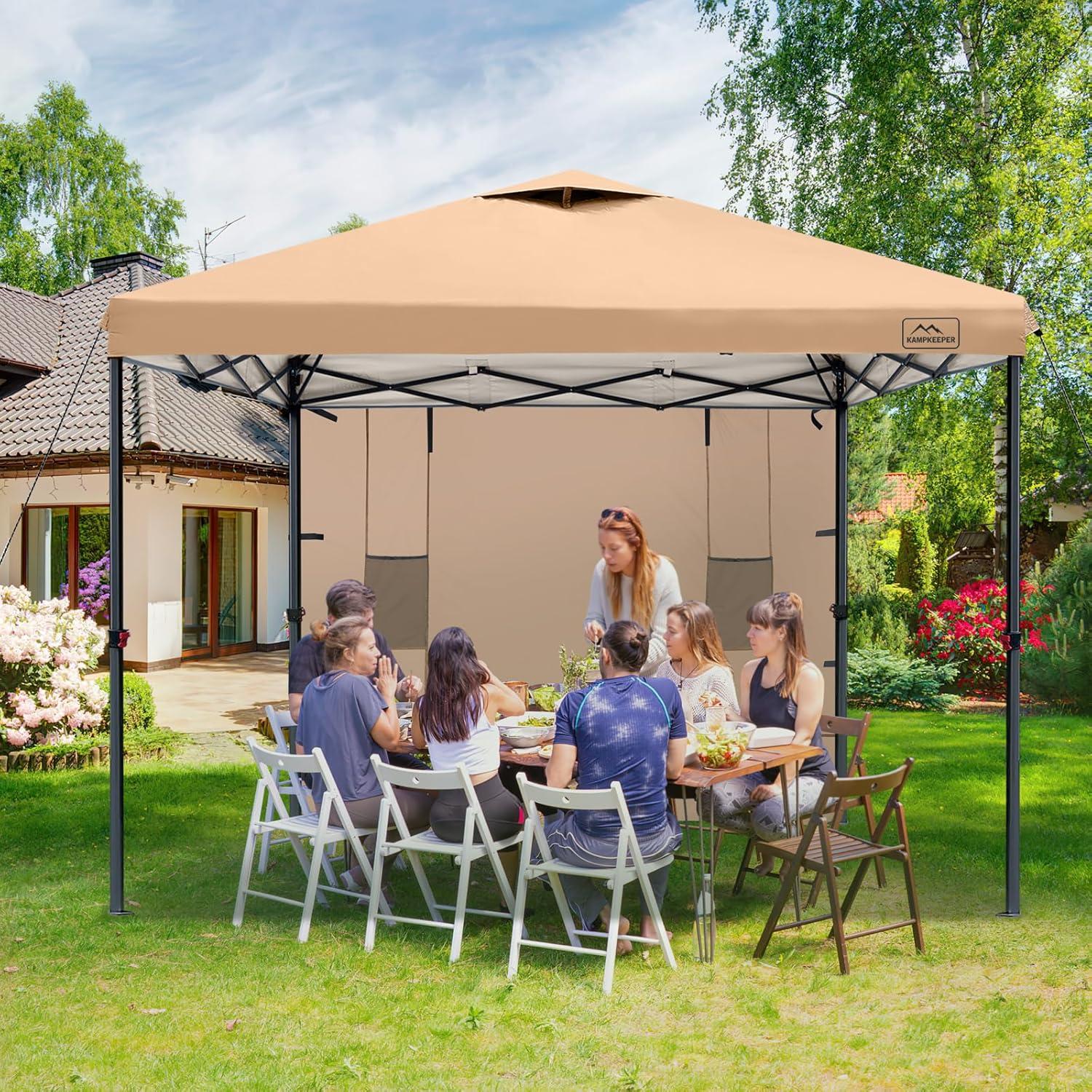 Carpa Plegable KAMPKEEPER 3x3m con Paredes Laterales y Bolsillos