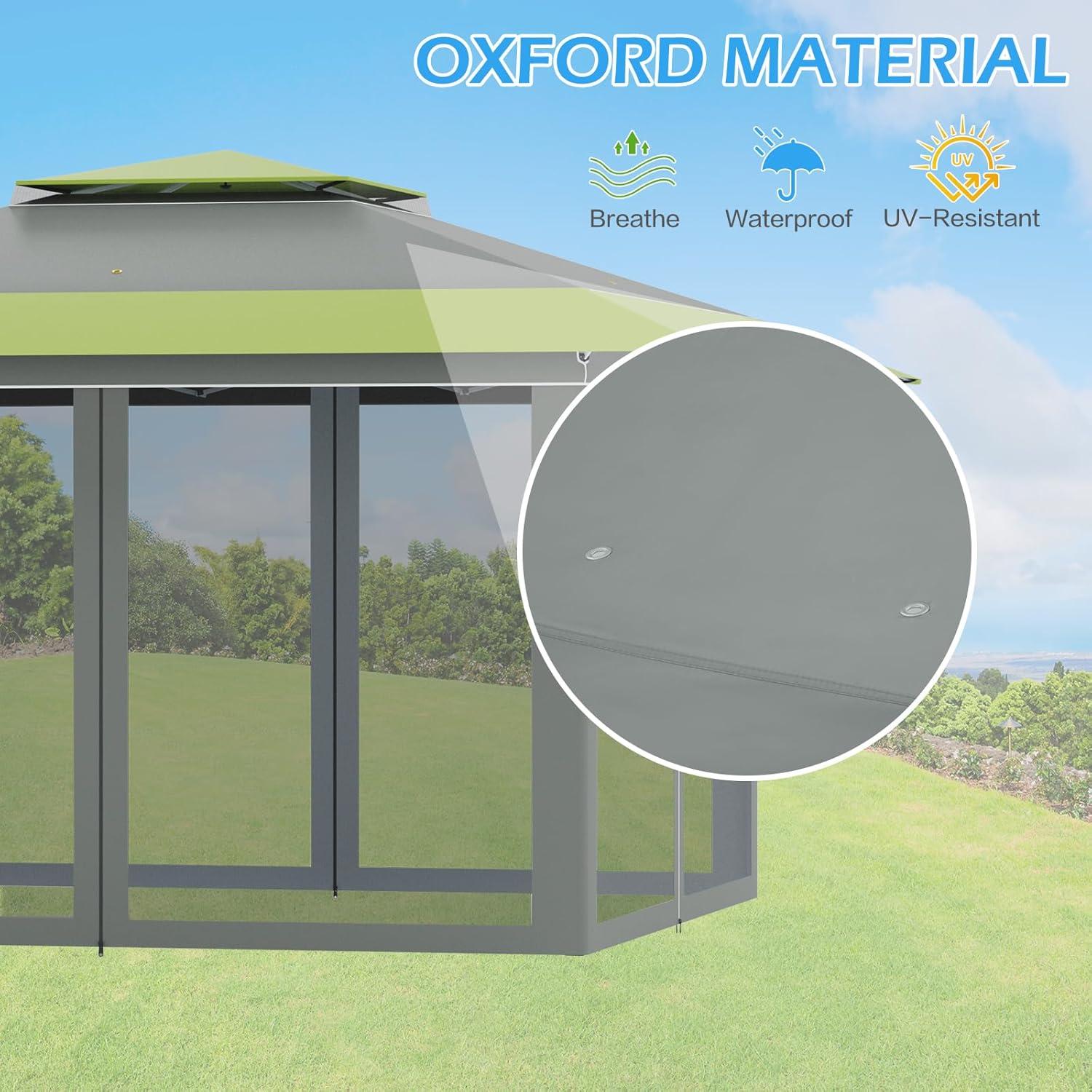 Carpa Pop Up ECOTOUGE 3.96x3.96m con Mosquiteros Gris-Verde