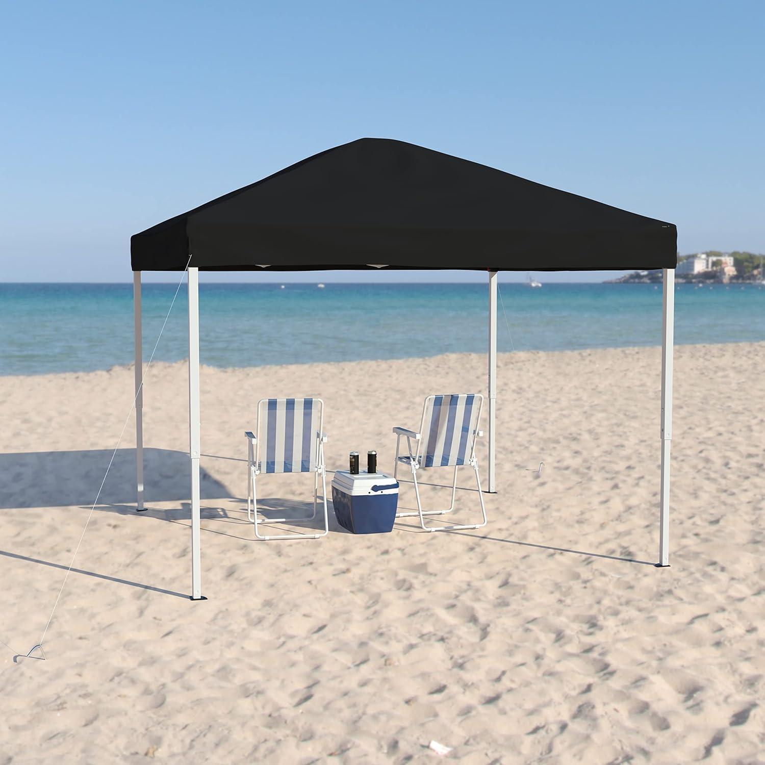 EMMA + OLIVER 10'x10' Black Weather Resistant Easy Pop Up Event Straight Leg Instant Canopy Tent