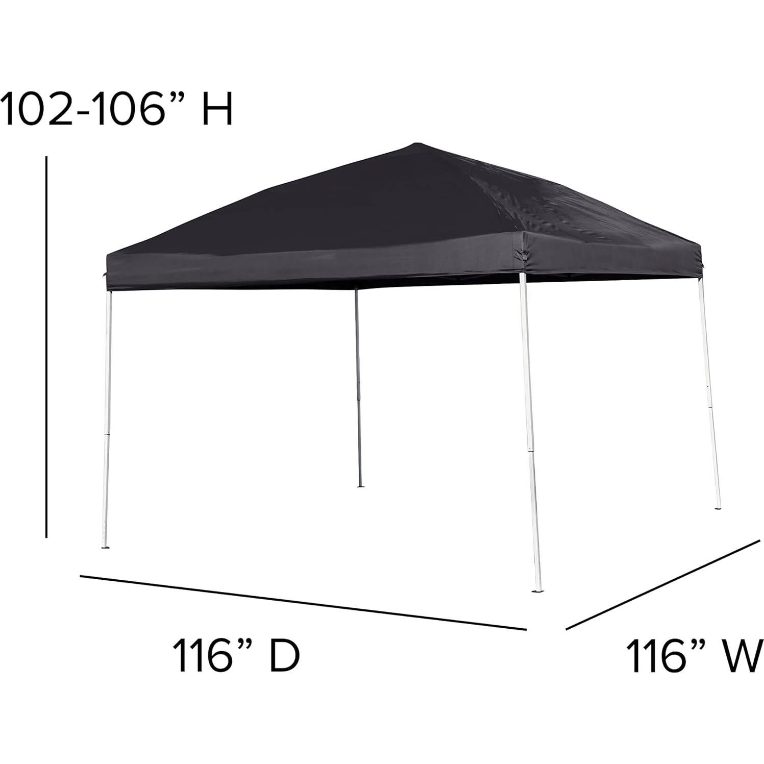 EMMA + OLIVER 10'x10' Black Weather Resistant Easy Pop Up Event Straight Leg Instant Canopy Tent