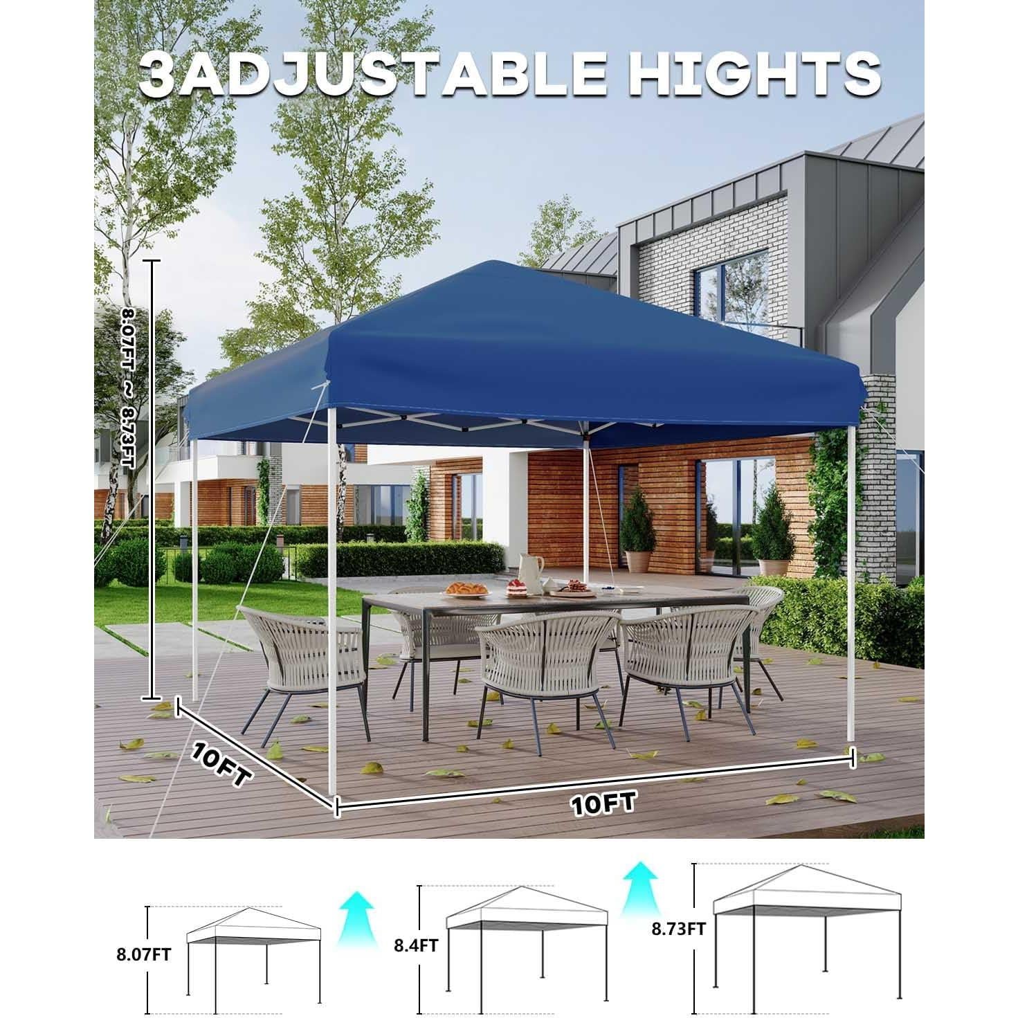 Carpa Pop Up 3.05x3.05m GarveeLife Azul con 3 Paredes