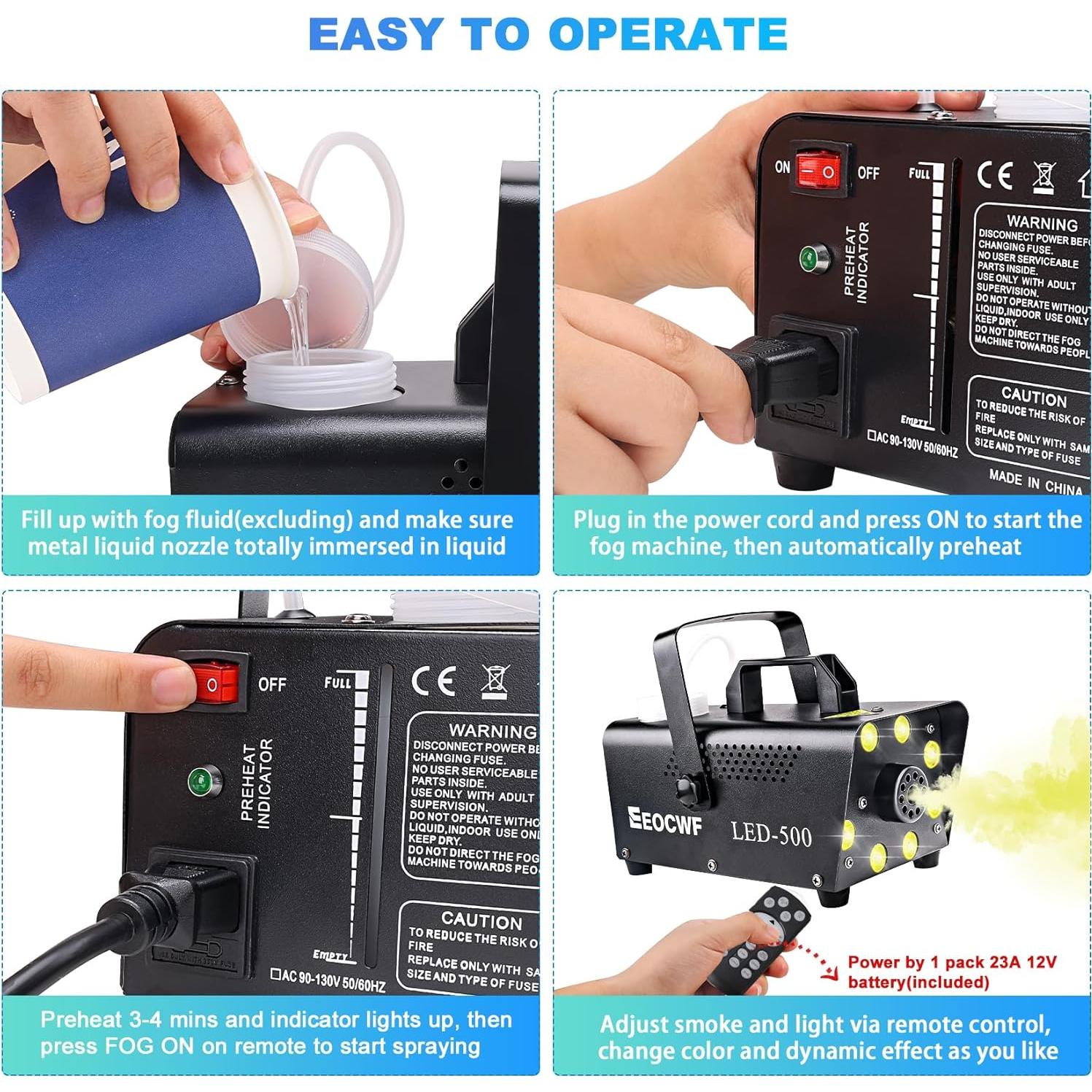 Máquina de Niebla 500W con Control Remoto y Luces LED 13 Colores
