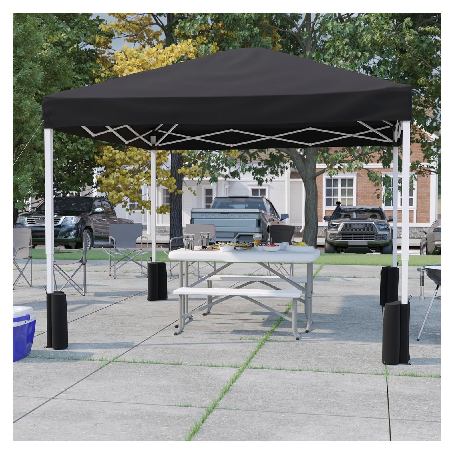 Carpa Plegable Flash Furniture 3x3m Negra con Estuche y Sacos