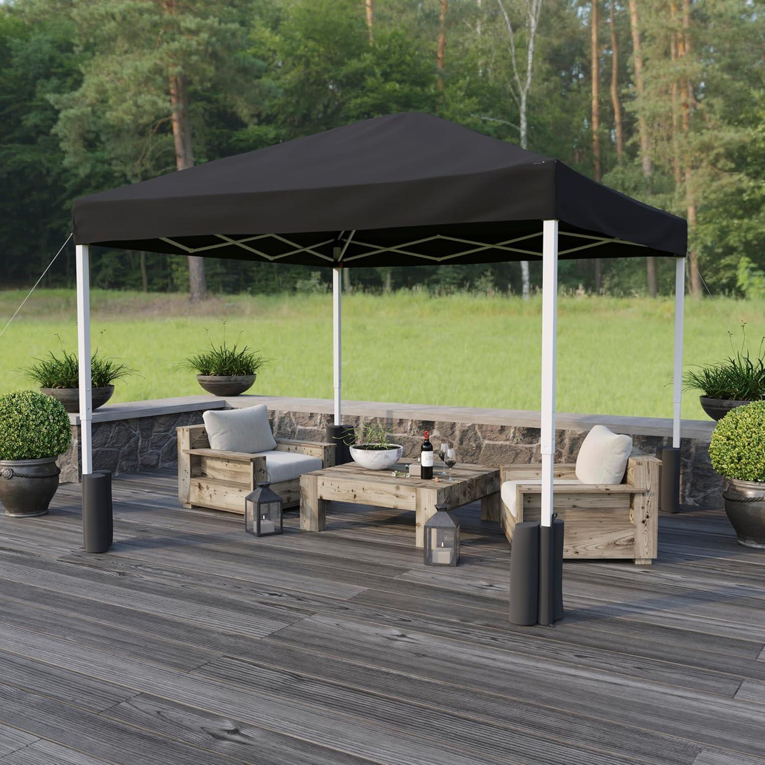 Carpa Plegable Flash Furniture 3x3m Negra con Estuche y Sacos