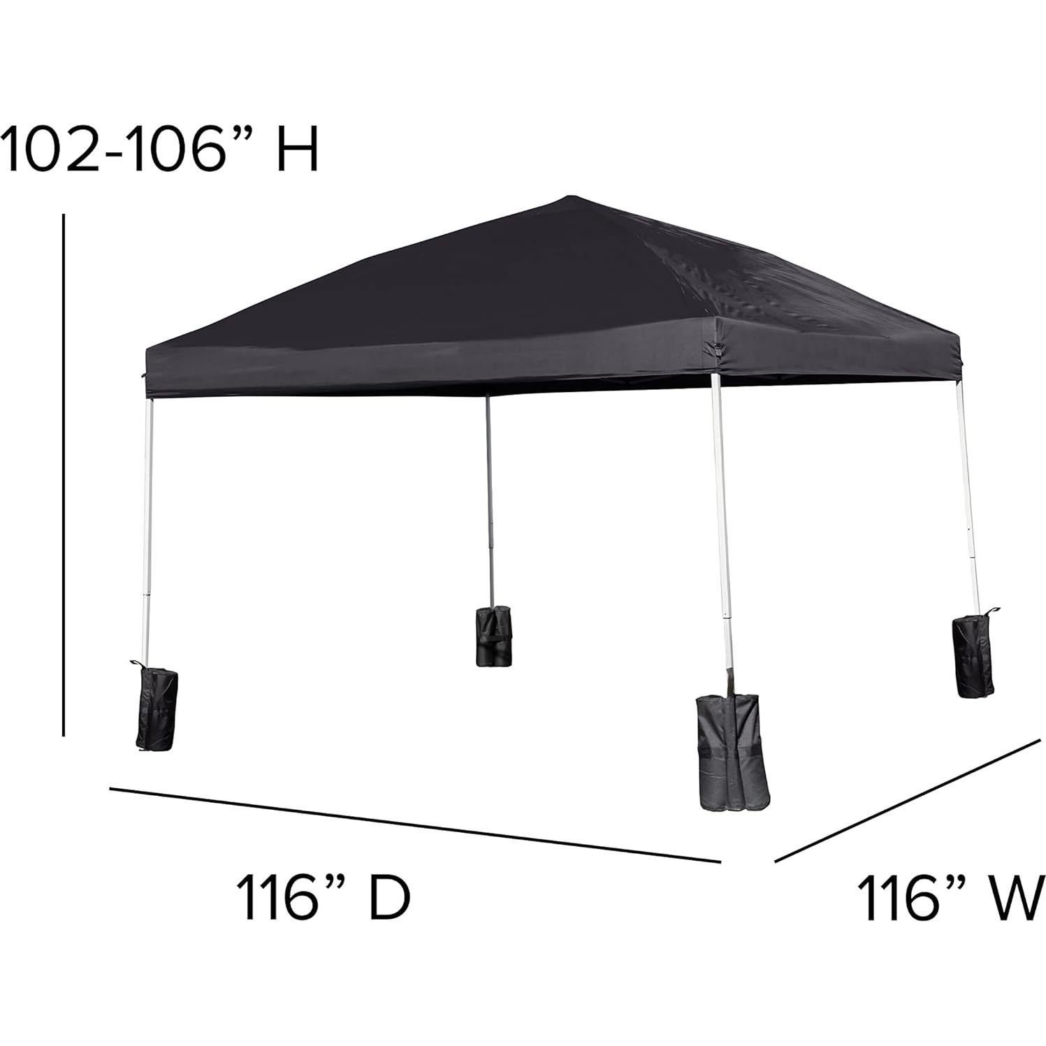 Carpa Plegable Flash Furniture 3x3m Negra con Estuche y Sacos
