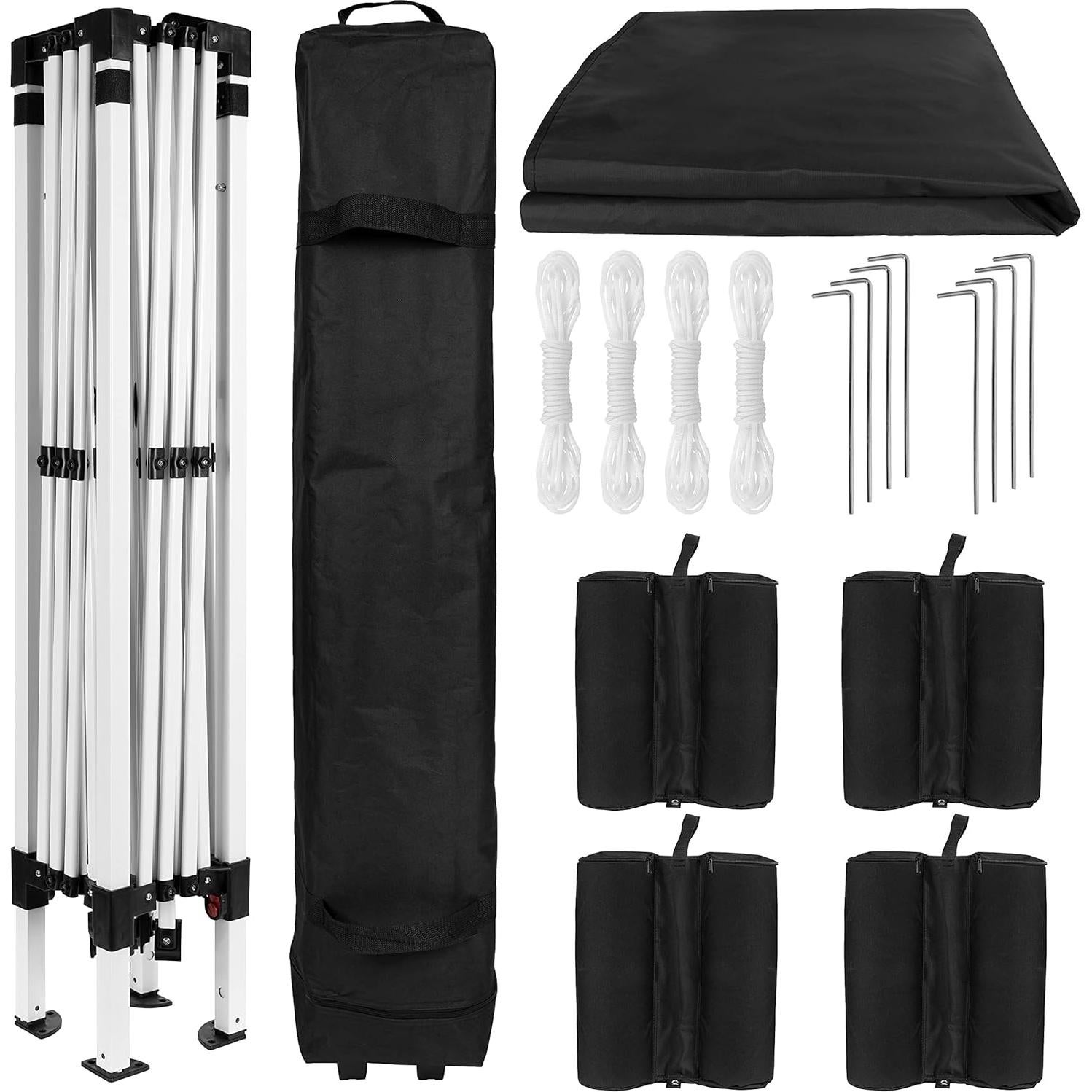 Carpa Plegable Flash Furniture 3x3m Negra con Estuche y Sacos