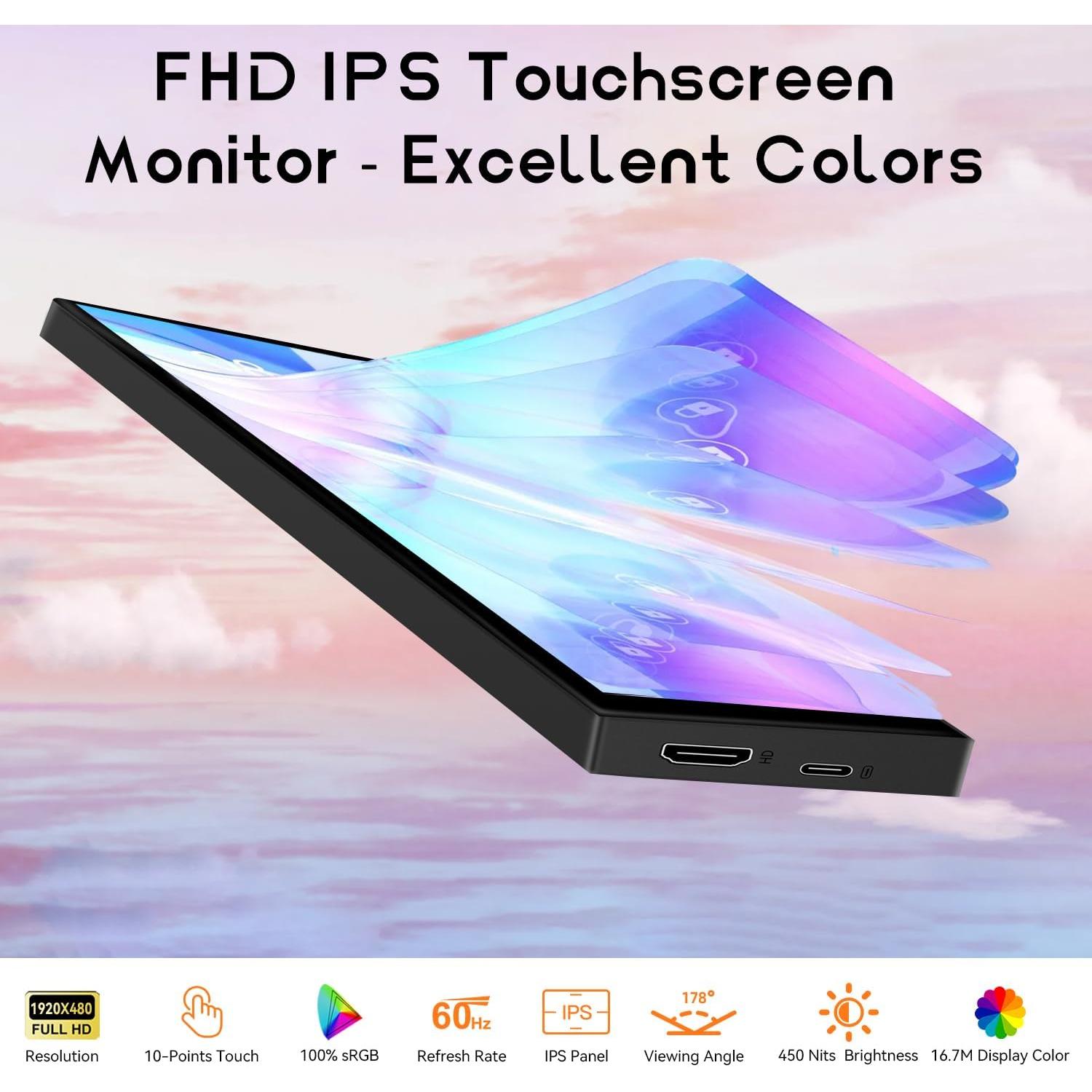 Monitor Táctil 8.8" AISHICHEN IPS 1920x480 para Raspberry Pi